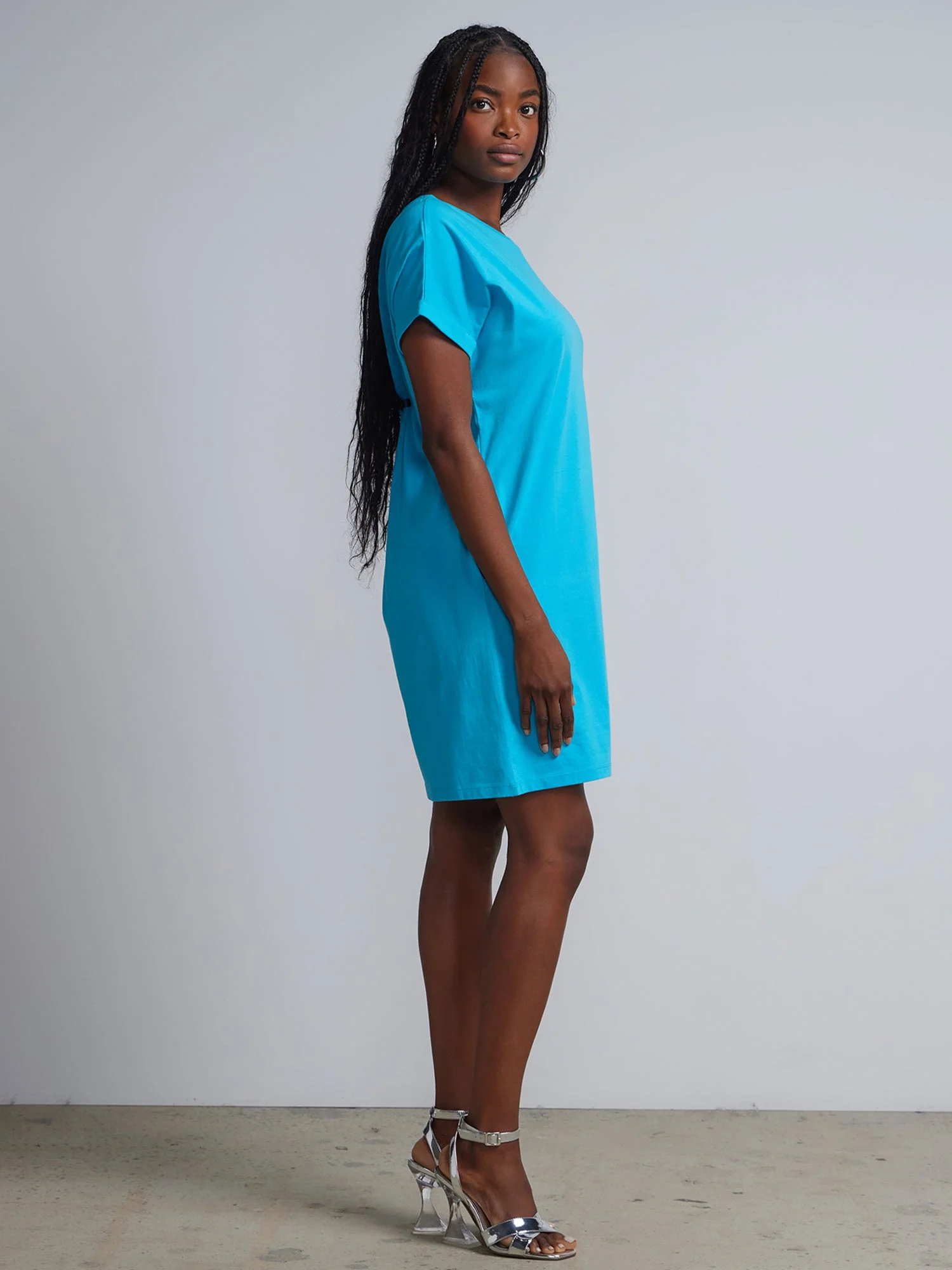 Ladies Side Pocket Round Neck Long T-shirt Shift Dress - Image 10
