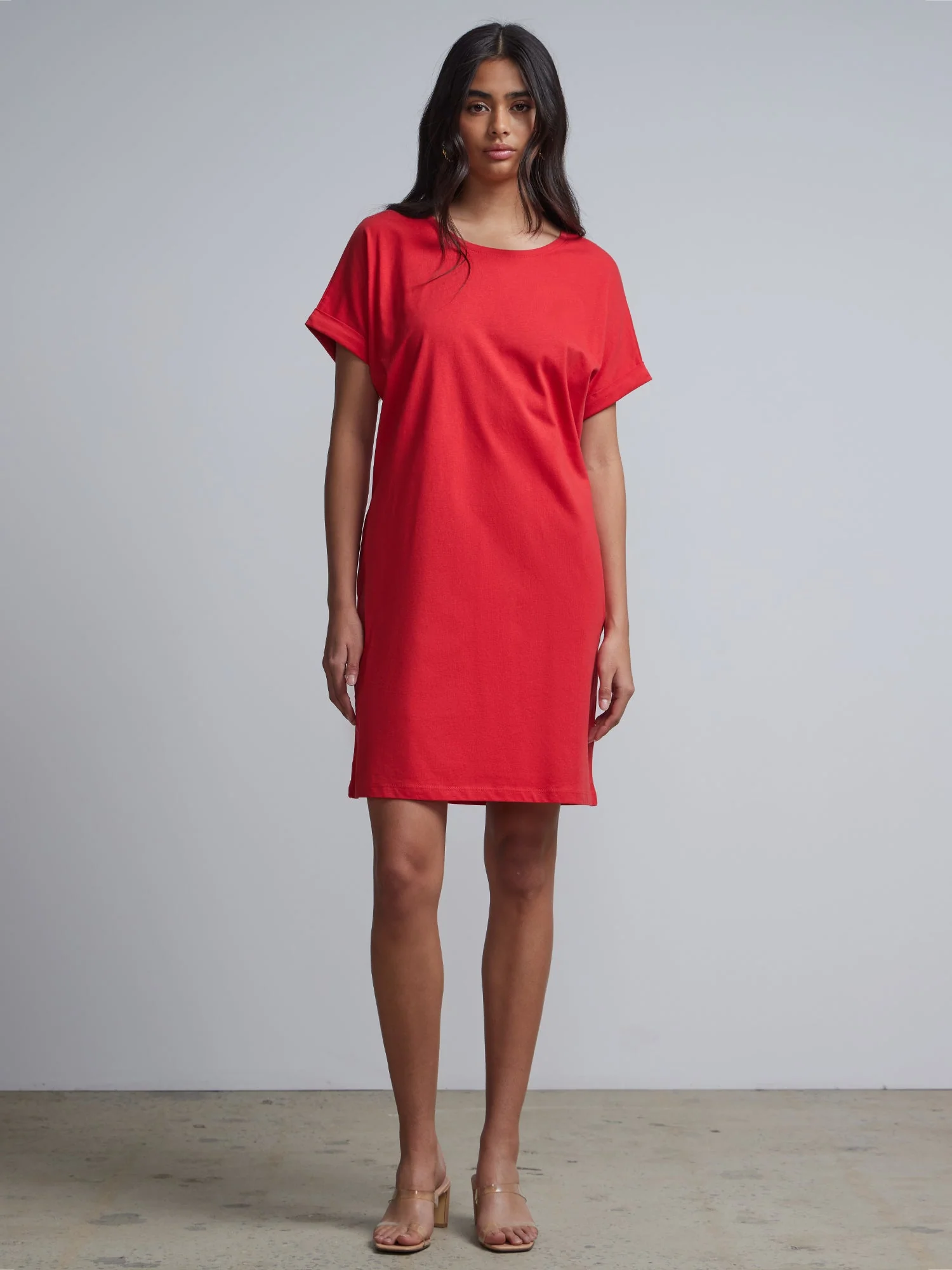 Ladies Side Pocket Round Neck Long T-shirt Shift Dress - Image 12