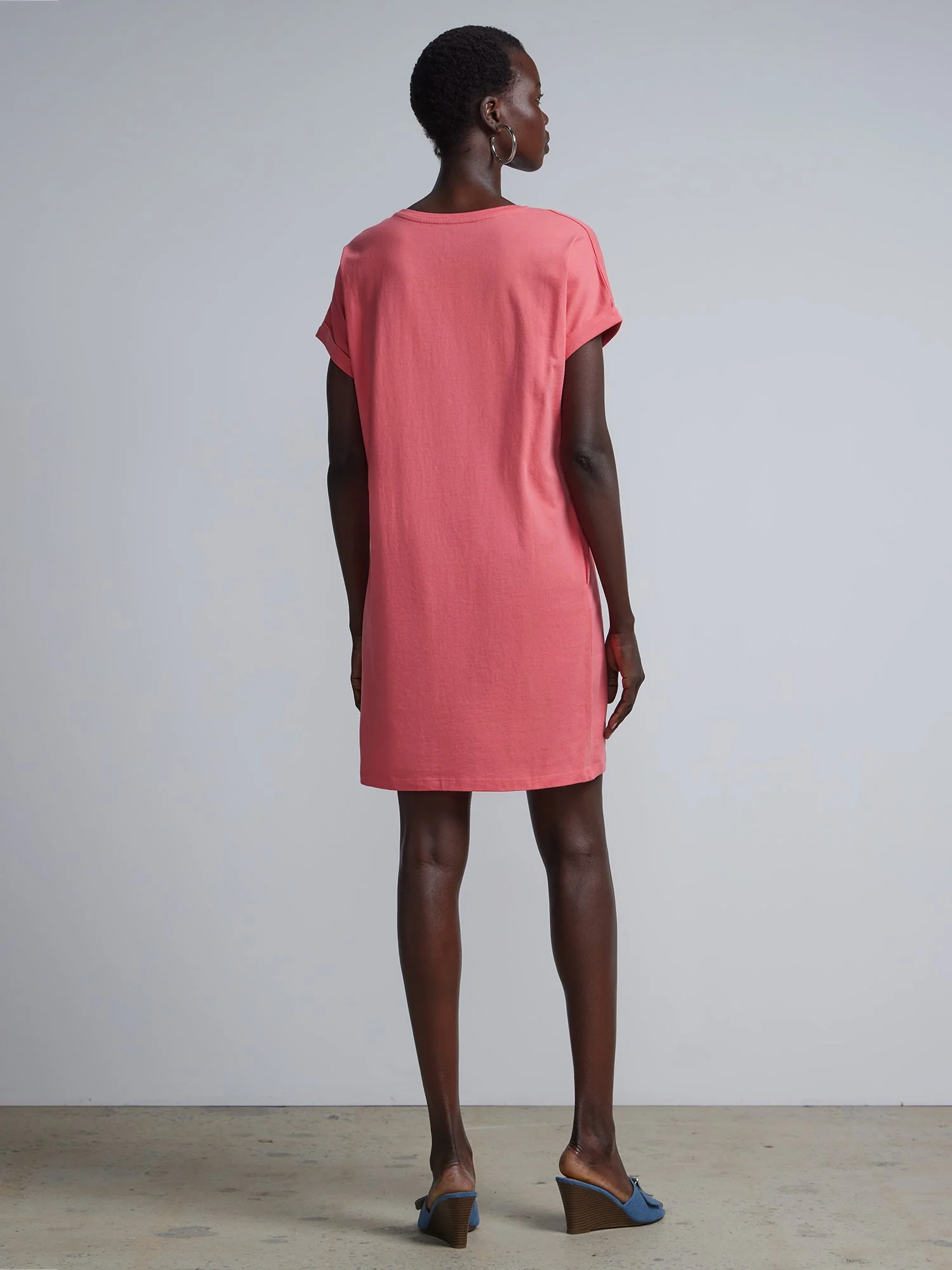Ladies Side Pocket Round Neck Long T-shirt Shift Dress - Image 15