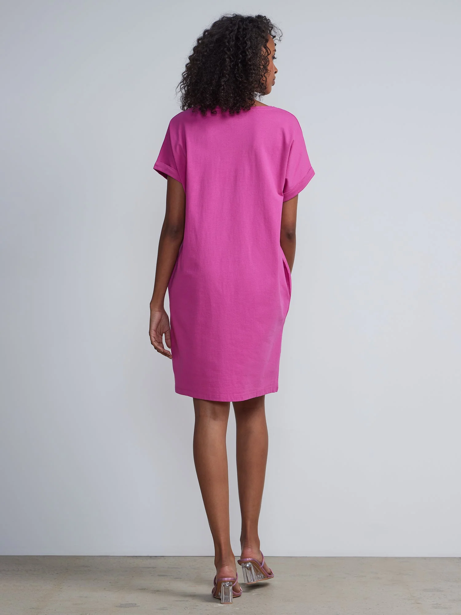 Ladies Side Pocket Round Neck Long T-shirt Shift Dress - Image 18