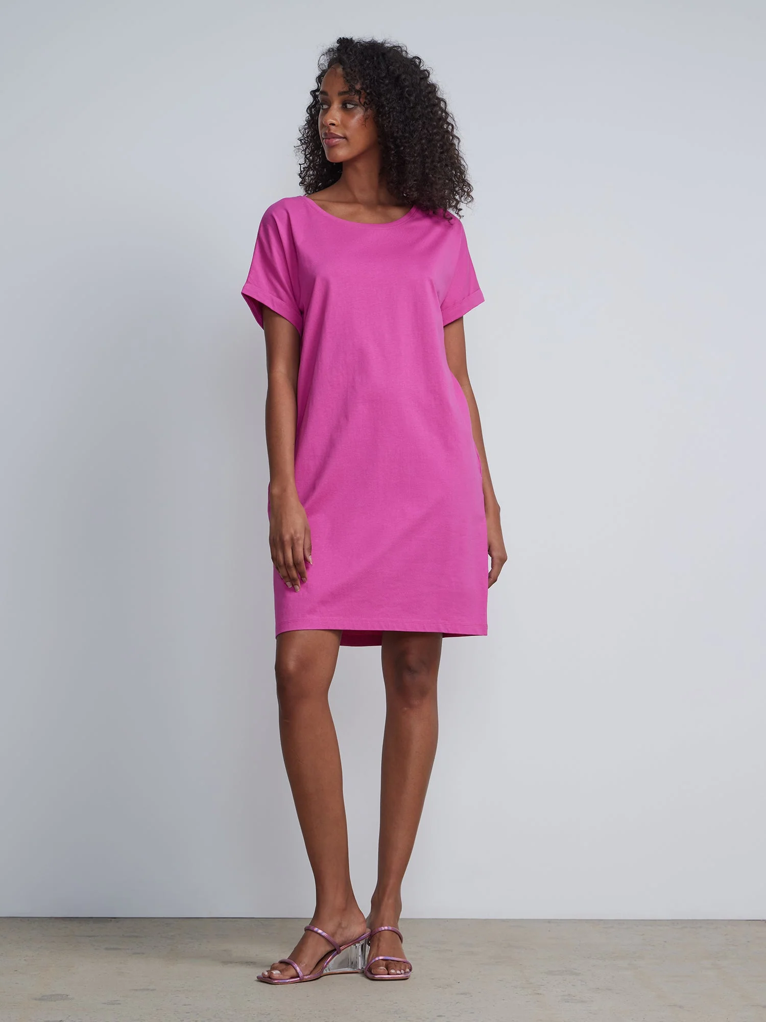 Ladies Side Pocket Round Neck Long T-shirt Shift Dress - Image 20
