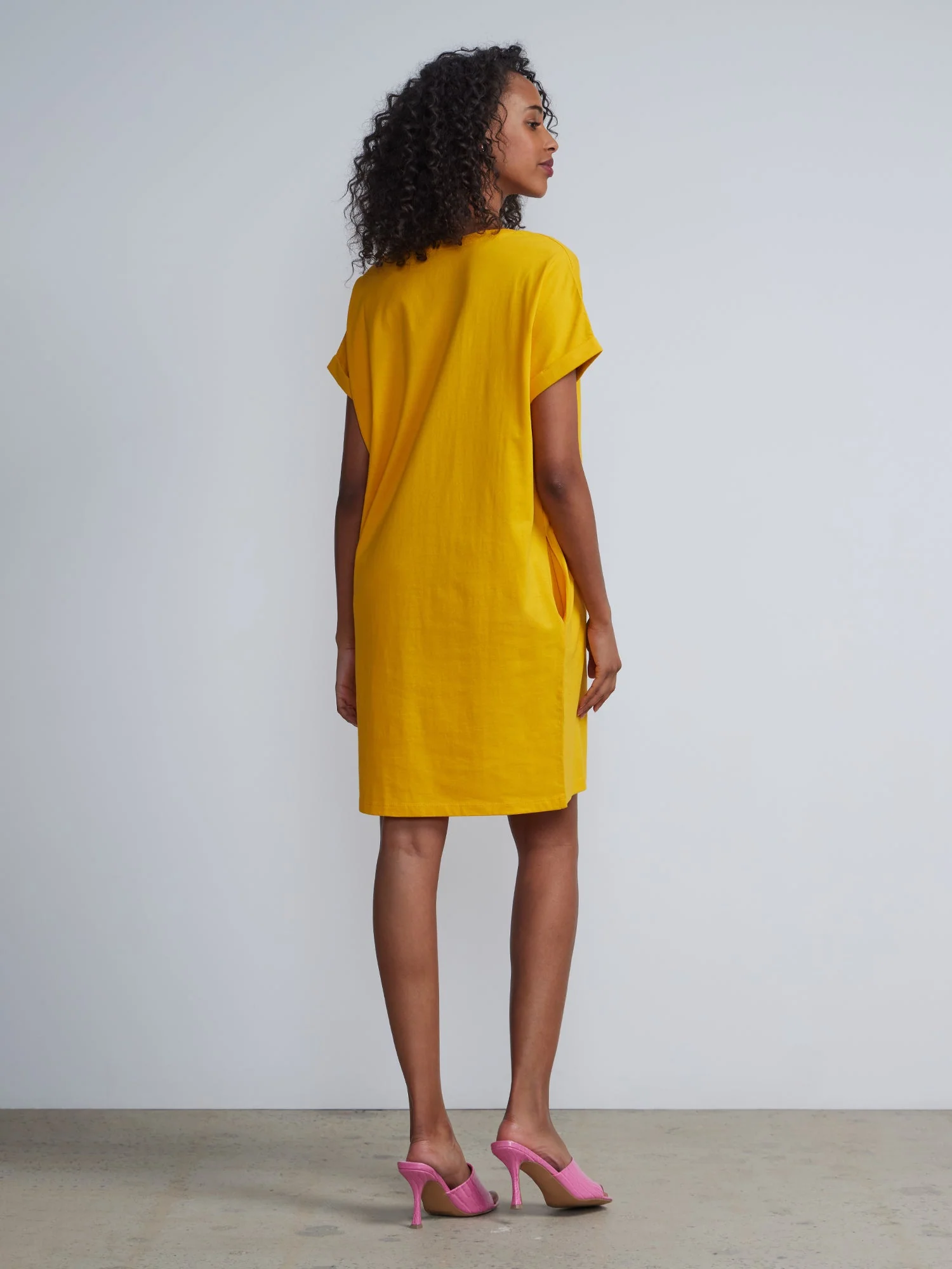 Ladies Side Pocket Round Neck Long T-shirt Shift Dress - Image 21