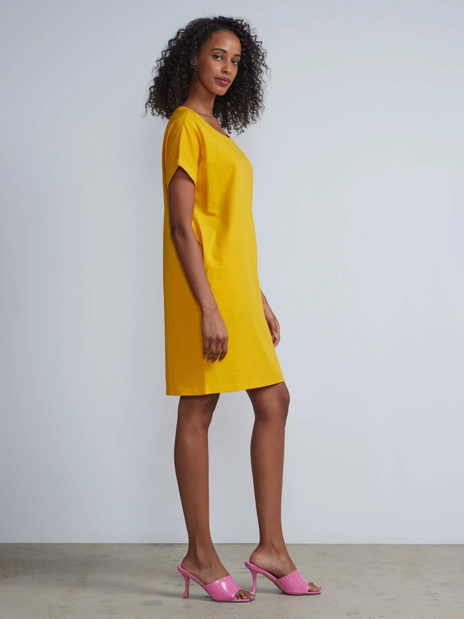 Ladies Side Pocket Round Neck Long T-shirt Shift Dress - Image 22