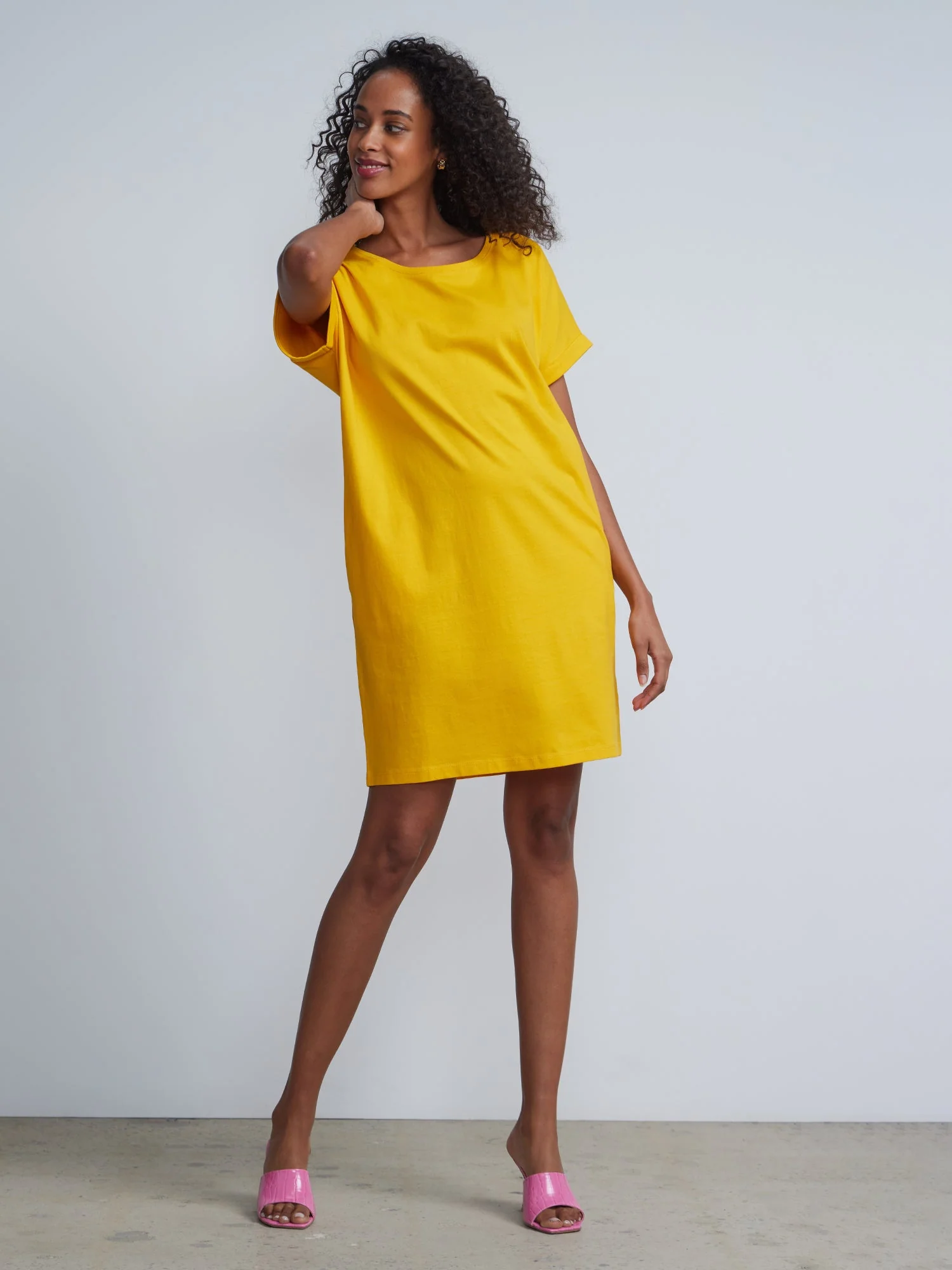 Ladies Side Pocket Round Neck Long T-shirt Shift Dress - Image 23