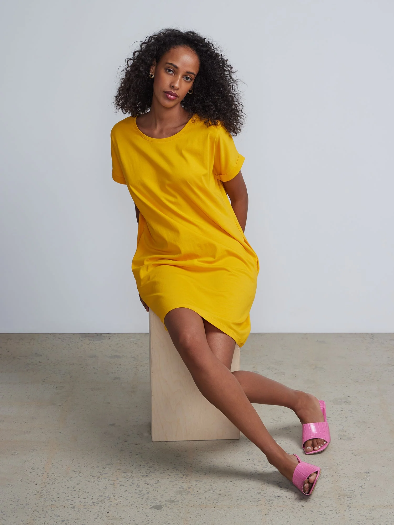 Ladies Side Pocket Round Neck Long T-shirt Shift Dress - Image 24