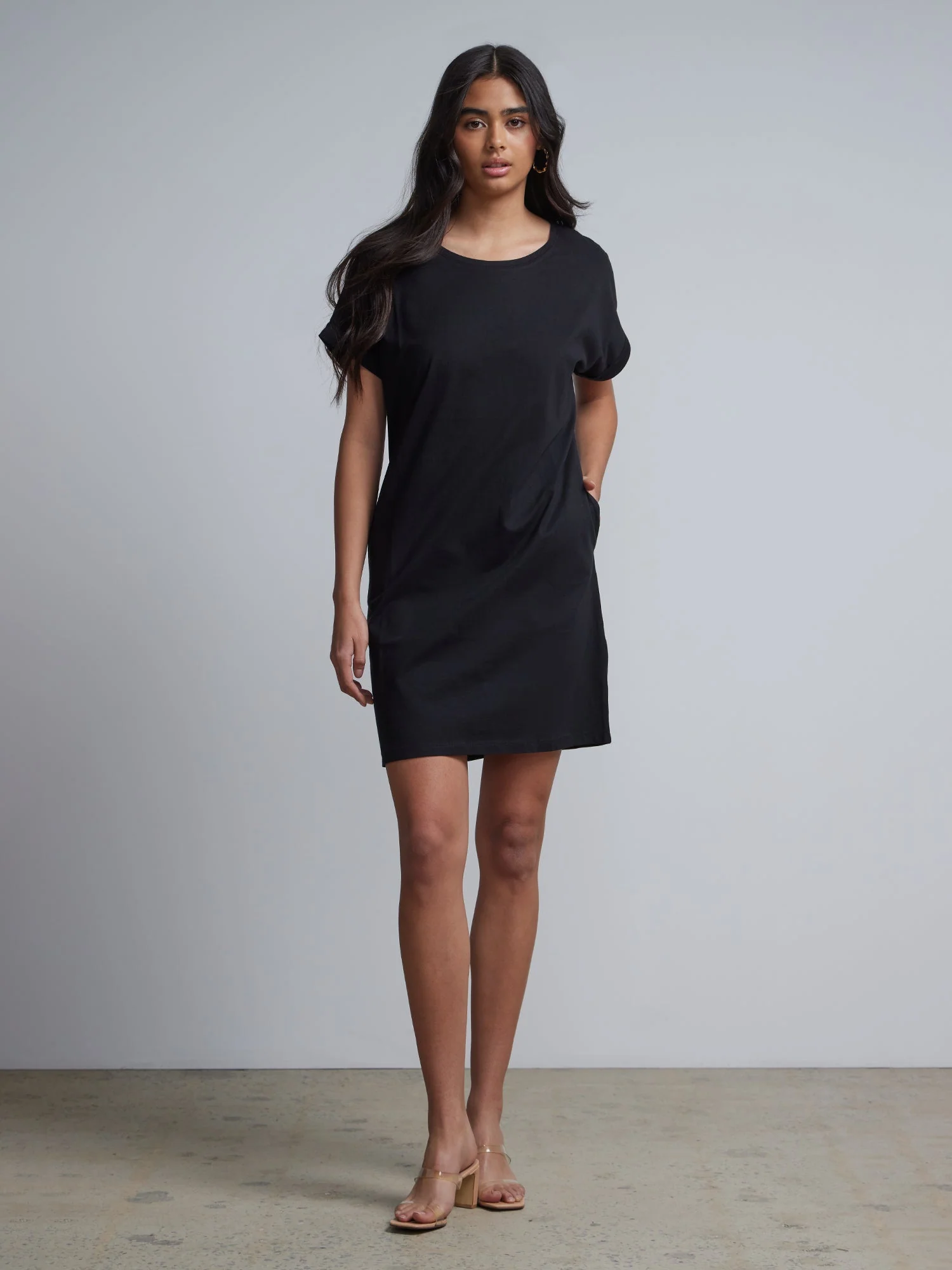 Ladies Side Pocket Round Neck Long T-shirt Shift Dress - Image 27