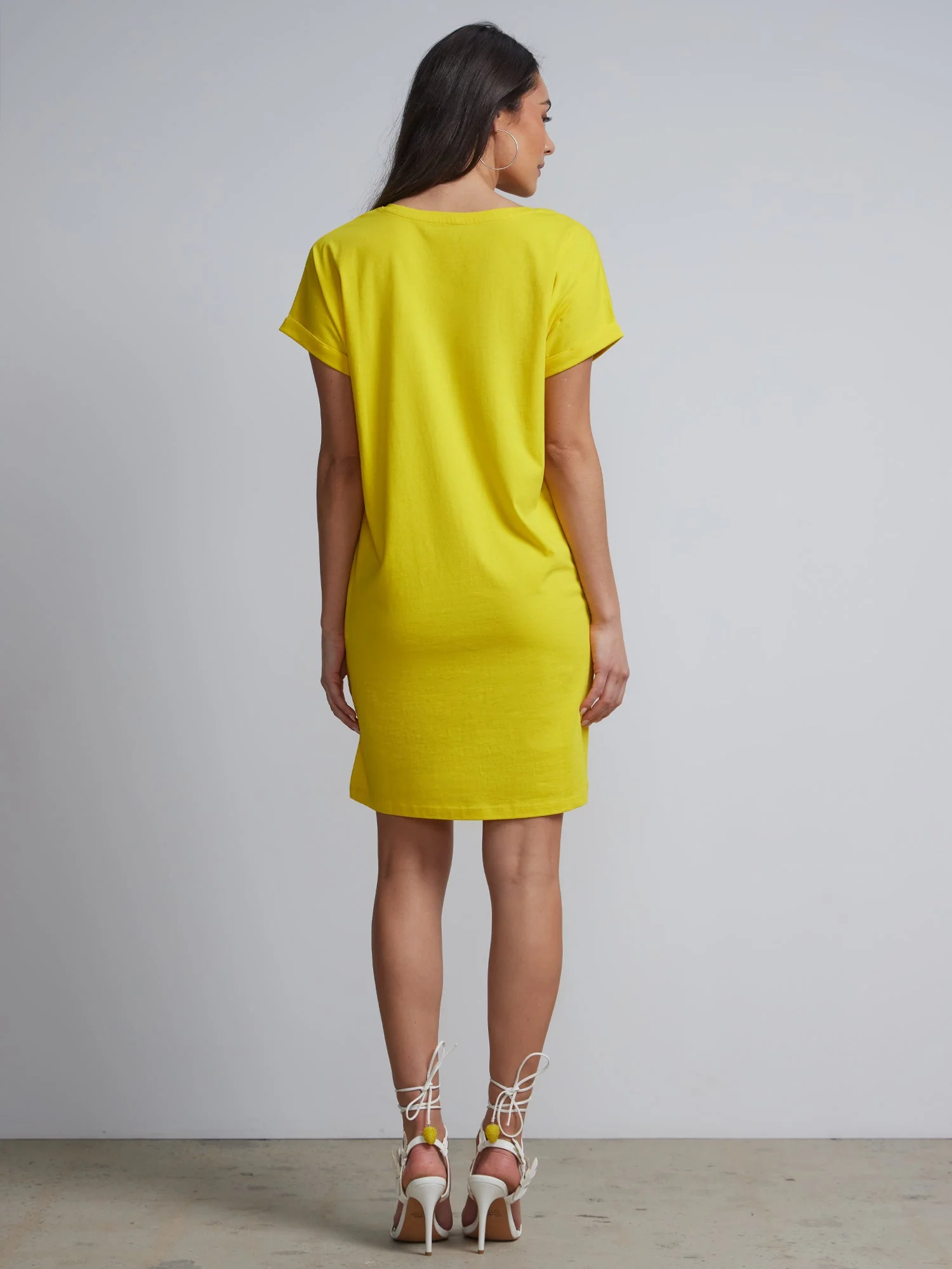 Ladies Side Pocket Round Neck Long T-shirt Shift Dress - Image 8