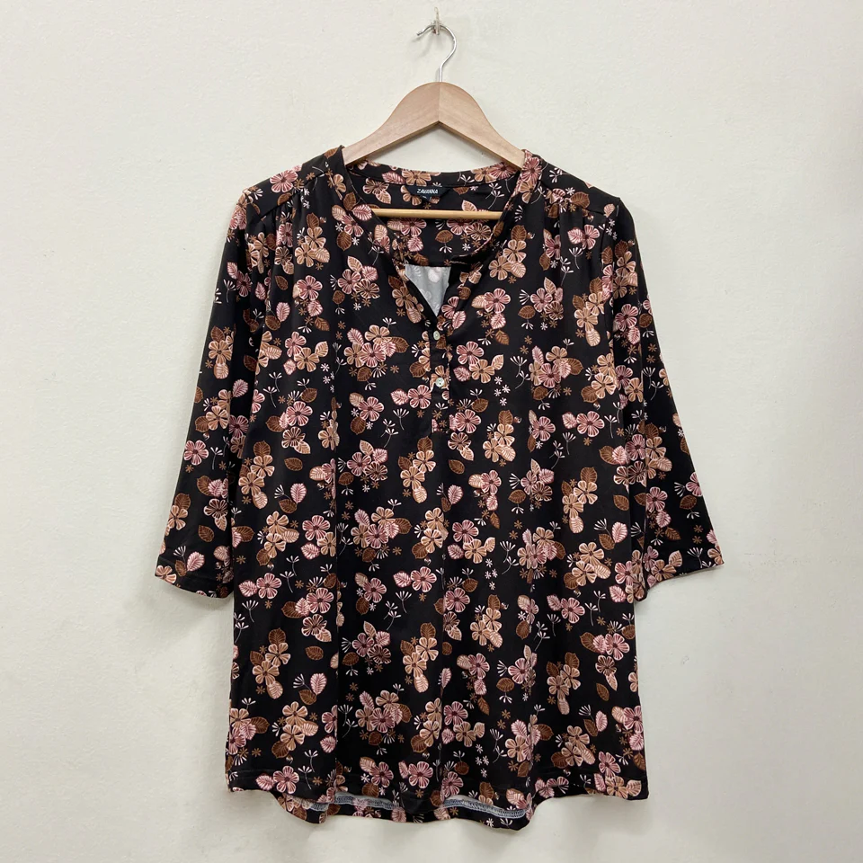 Ladies ¾ Sleeve Soft Floral Casual Top - Image 46