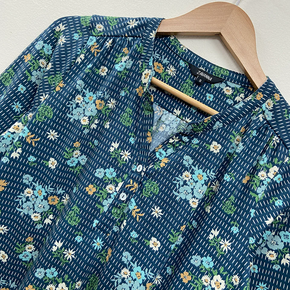 Ladies ¾ Sleeve Soft Floral Casual Top with Knitted Bottom - Image 8