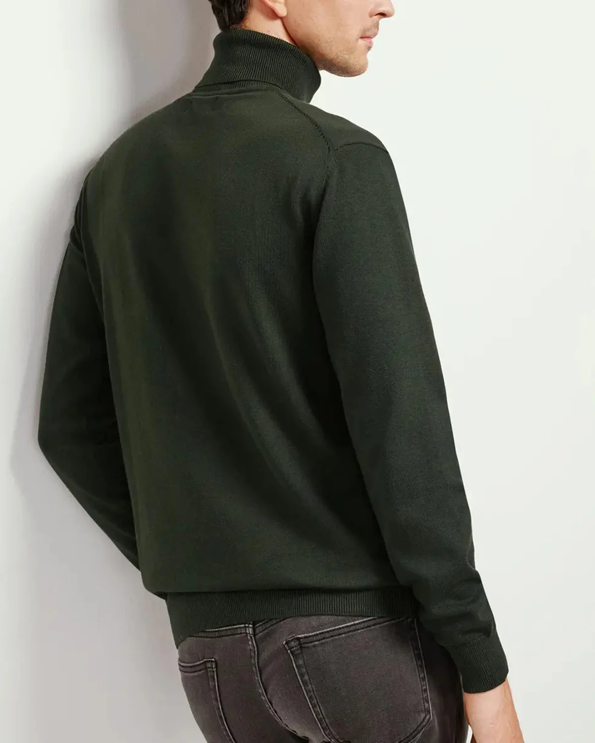 Mens Premium Cotton Turtleneck Long Sleeve Knit Sweater - Image 10