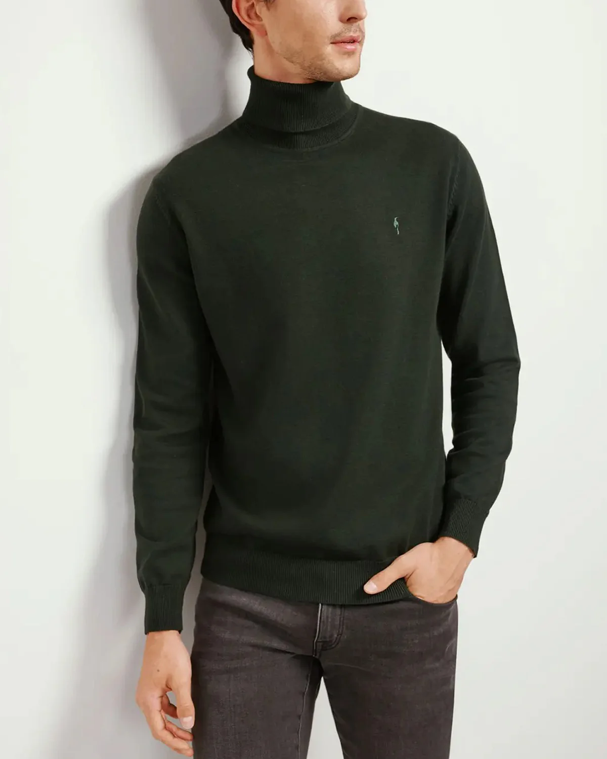 Mens Premium Cotton Turtleneck Long Sleeve Knit Sweater - Image 3