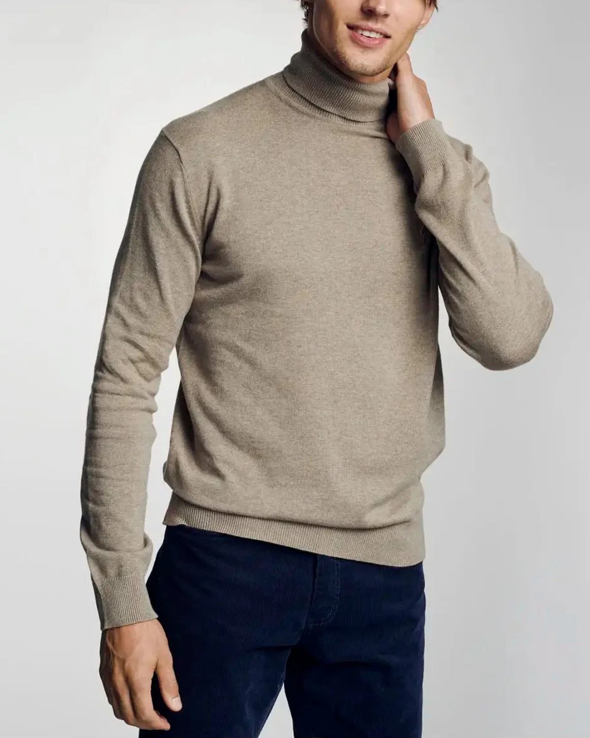Mens Premium Cotton Turtleneck Long Sleeve Knit Sweater - Image 6