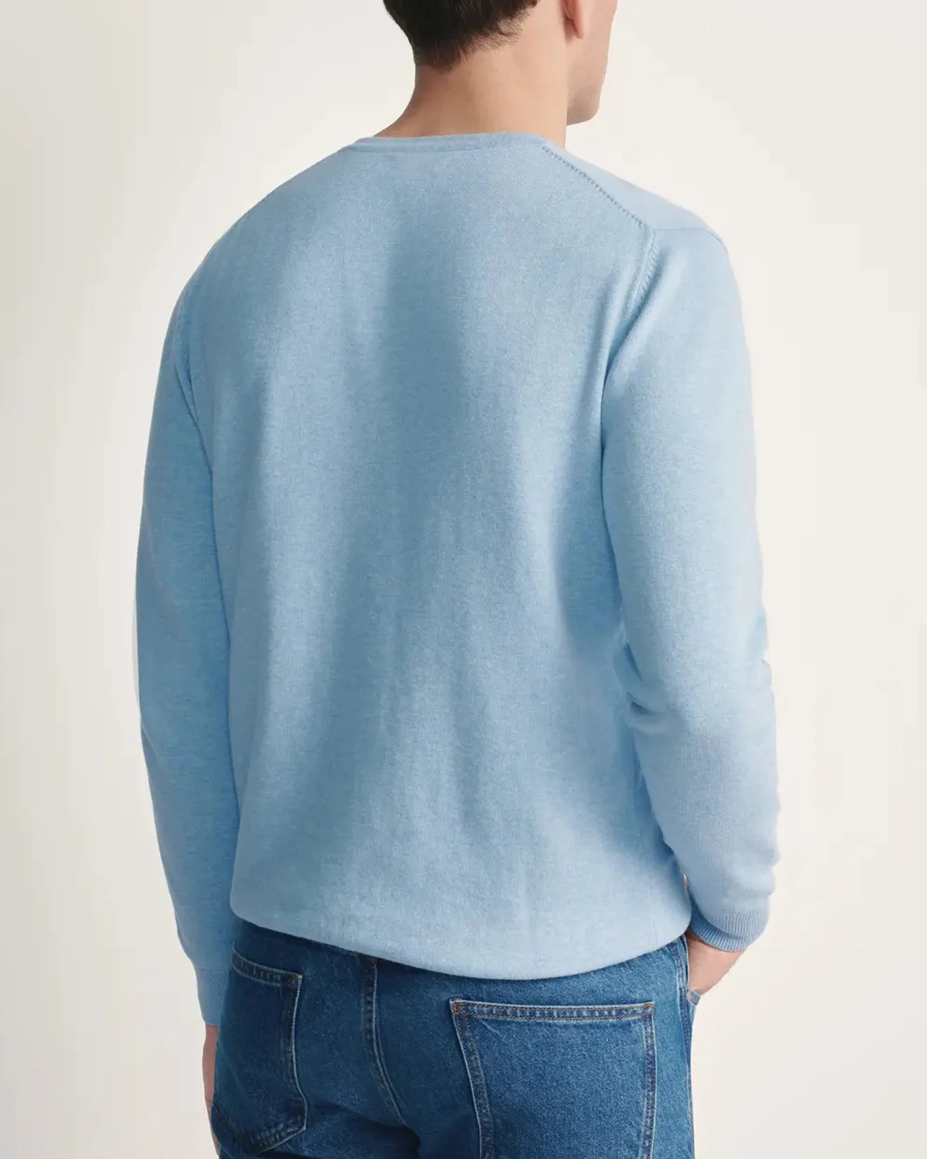 Mens Premium Cotton V-Neck Long Sleeve Knit Sweater - Image 10