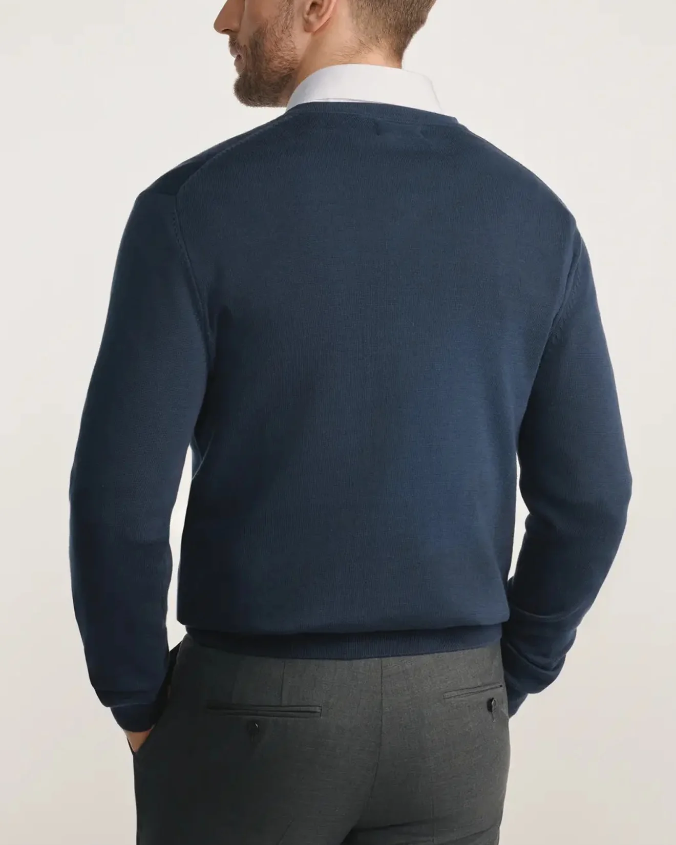 Mens Premium Cotton V-Neck Long Sleeve Knit Sweater - Image 7