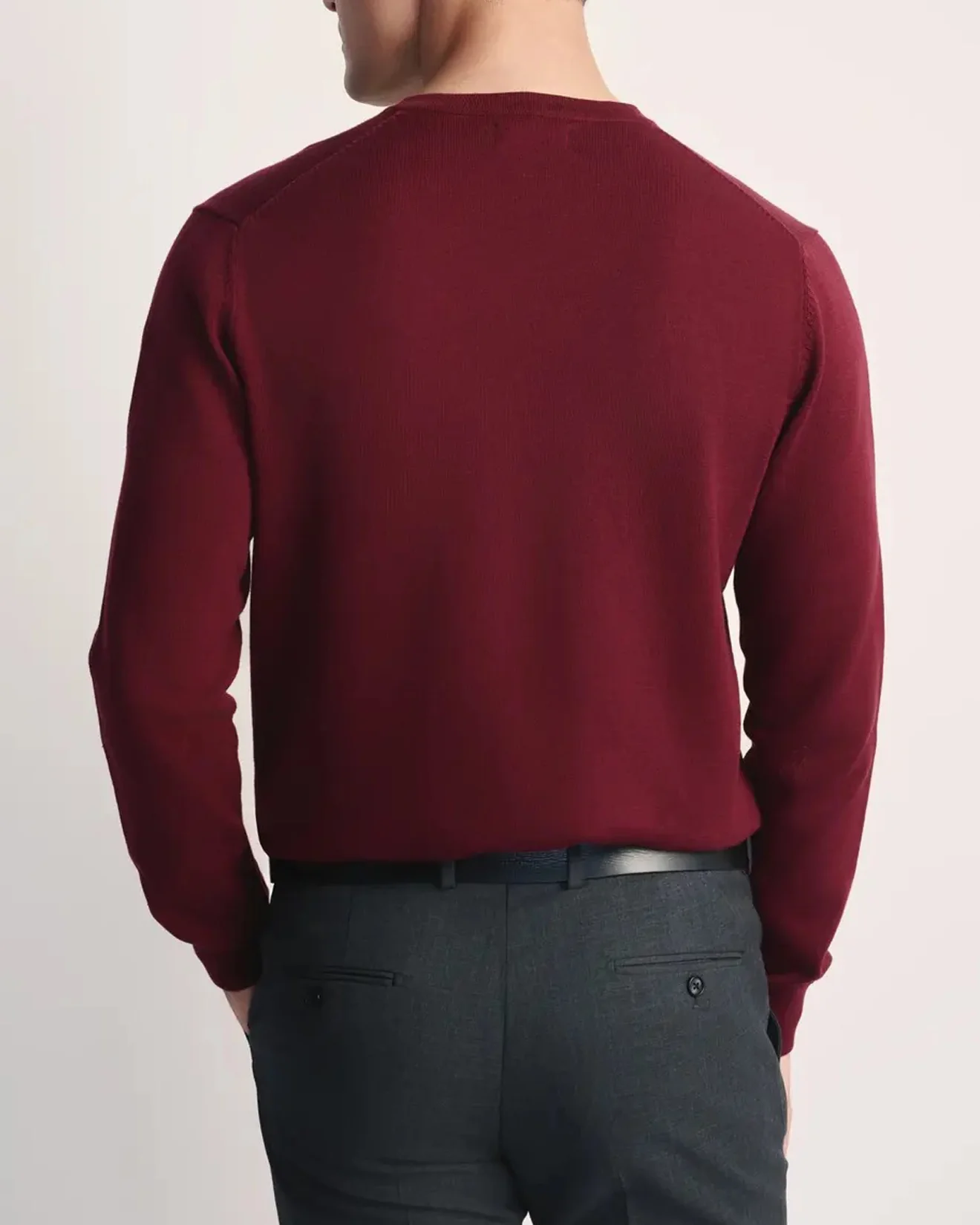 Mens Premium Cotton V-Neck Long Sleeve Knit Sweater - Image 8