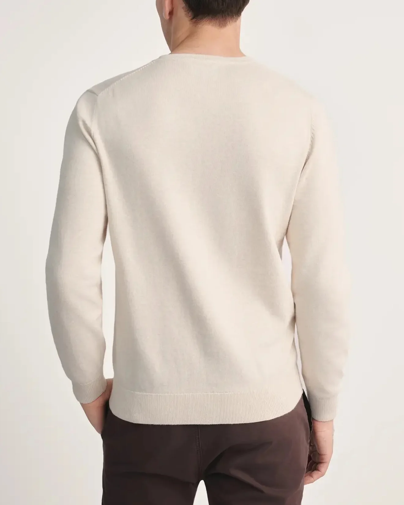 Mens Premium Cotton V-Neck Long Sleeve Knit Sweater - Image 9