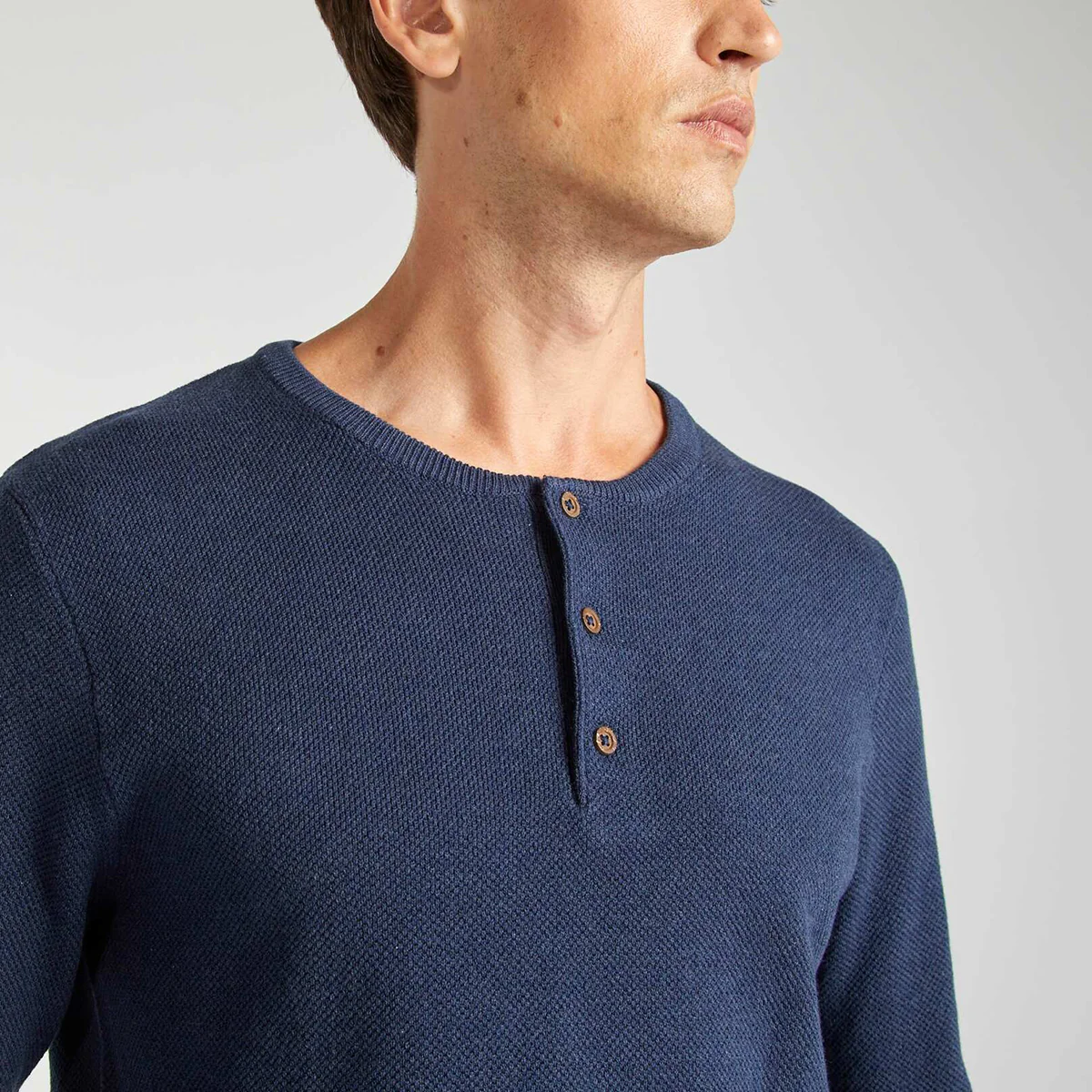 Men’s Premium Textured Knit Henley Round Neck Sweater - Image 11