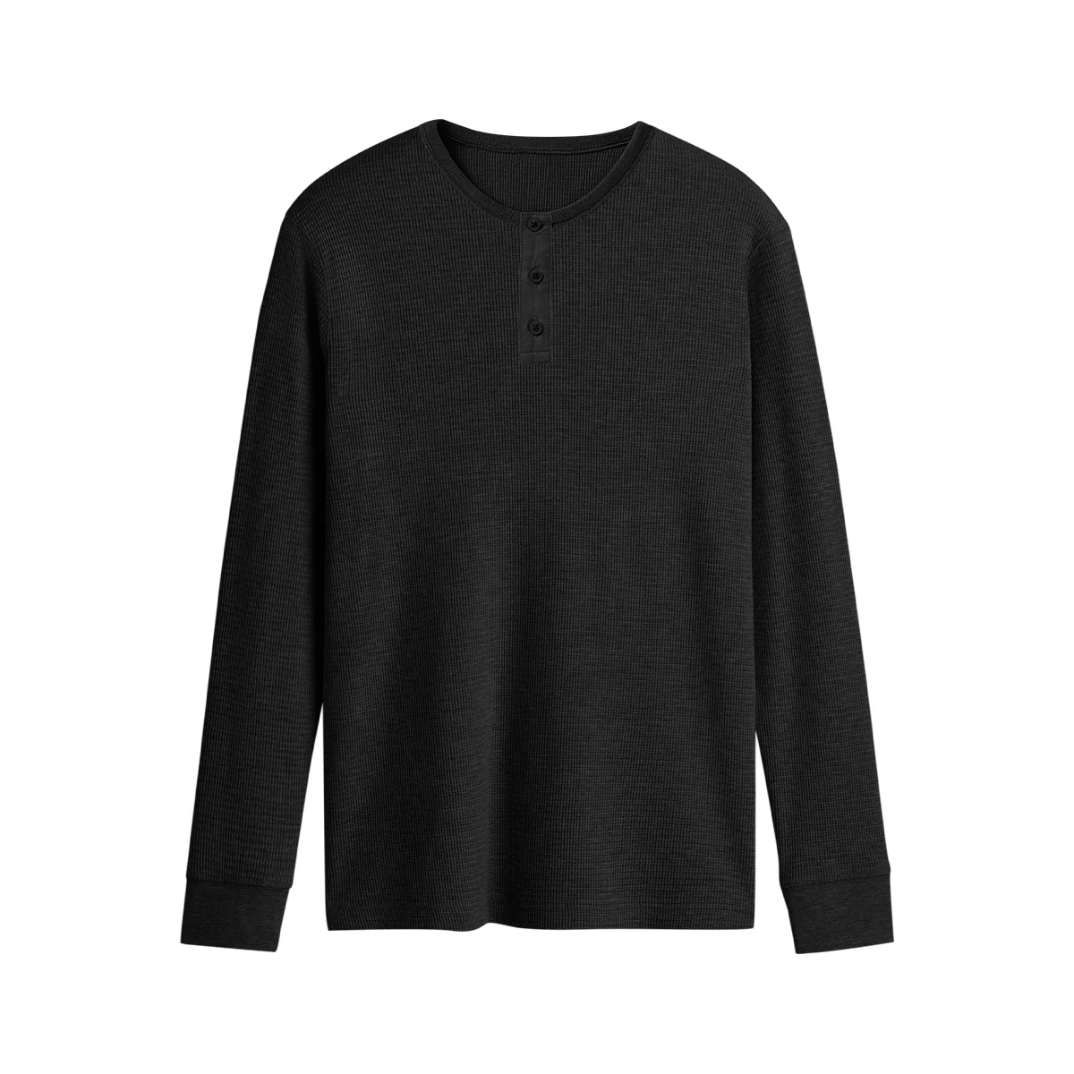 Men’s Waffle Knit Long Sleeve Henley T-shirt - Image 10