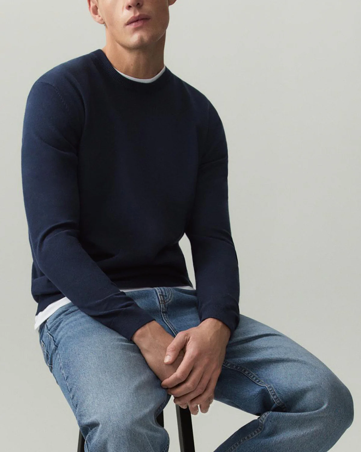 Mens Basic Knit Crew Neck Long Sleeve Pullover Sweater - Image 10