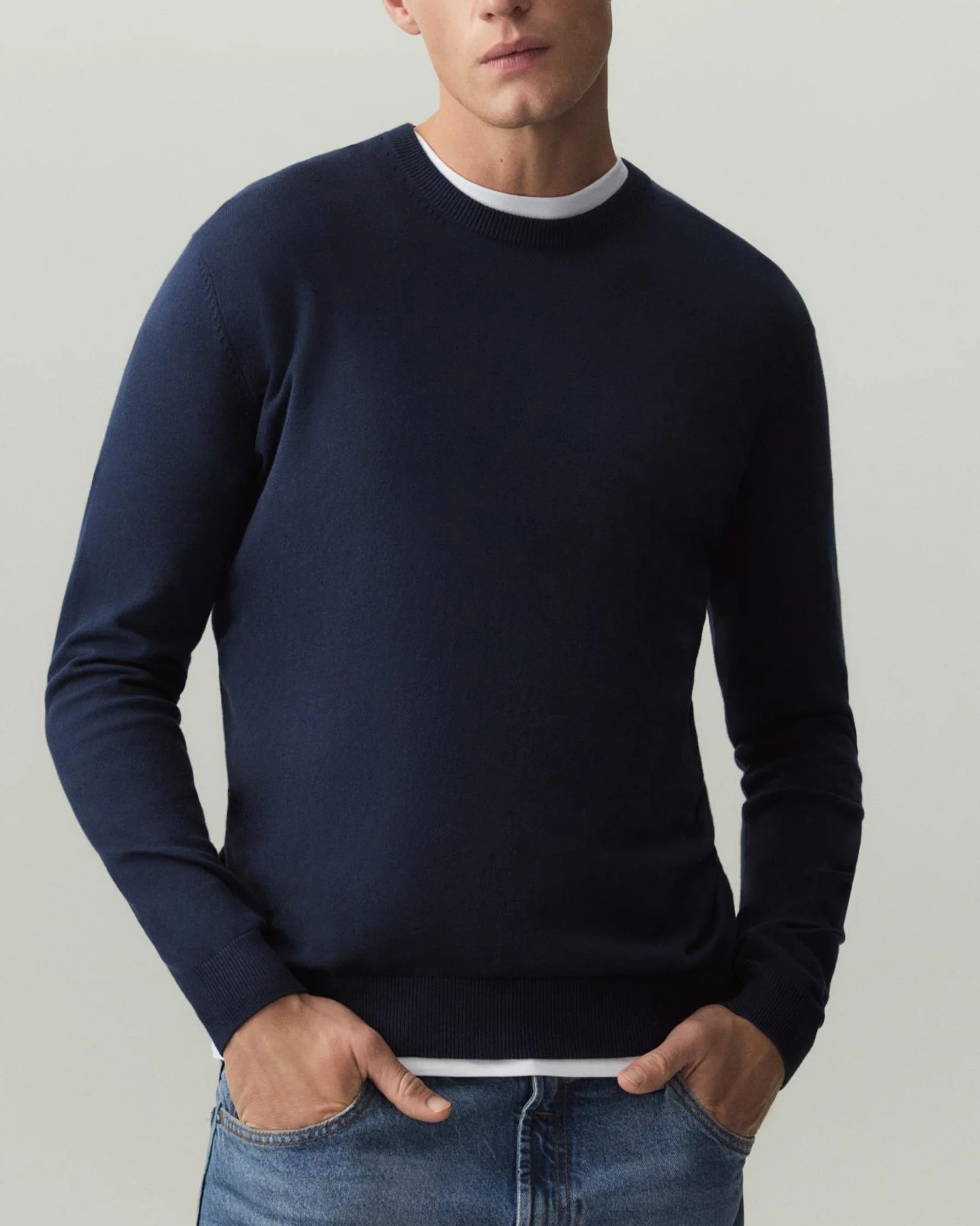 Mens Basic Knit Crew Neck Long Sleeve Pullover Sweater - Image 14