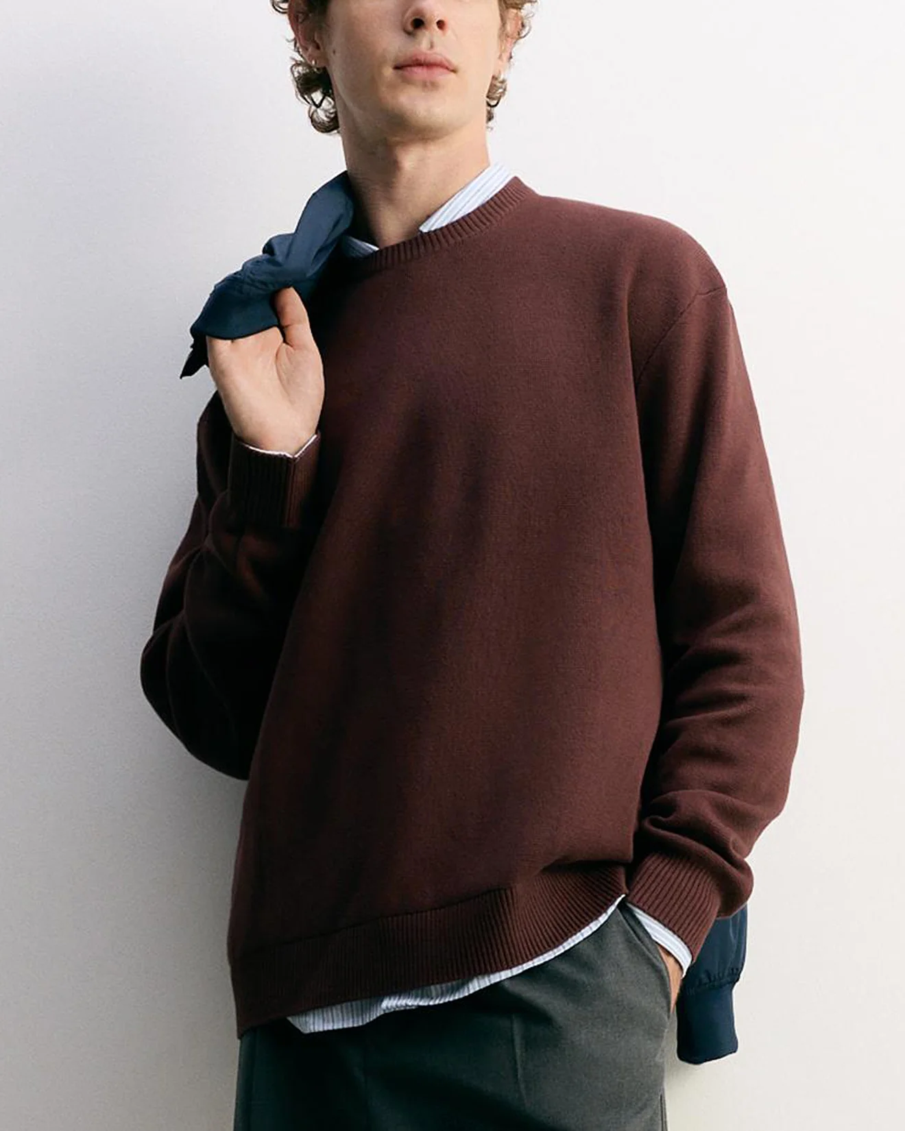 Mens Basic Knit Crew Neck Long Sleeve Pullover Sweater - Image 15