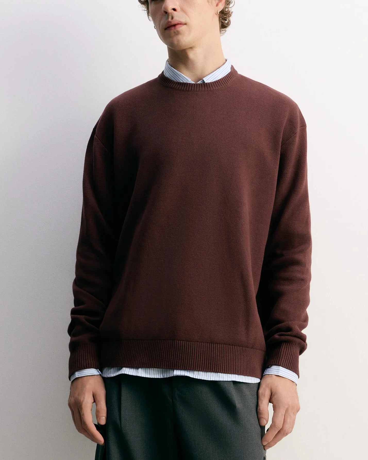 Mens Basic Knit Crew Neck Long Sleeve Pullover Sweater - Image 18