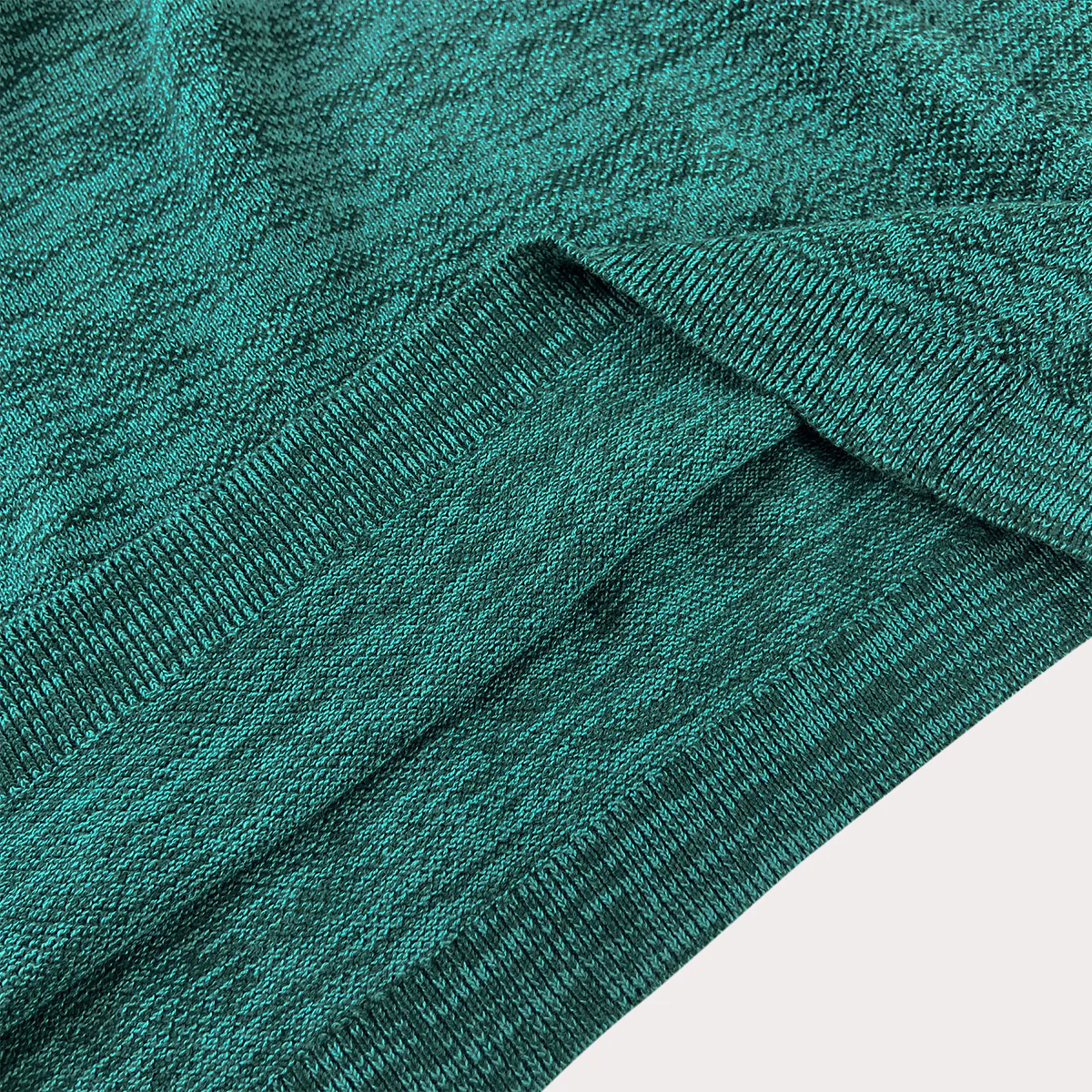 Mens Emerald Green Melange Knit Pullover Sweater - Image 5