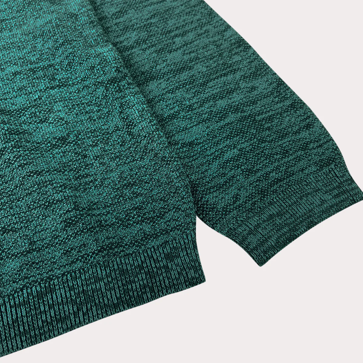 Mens Emerald Green Melange Knit Pullover Sweater - Image 6