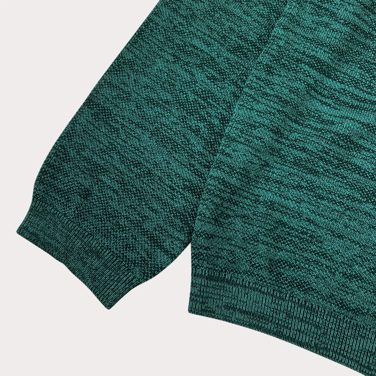 Mens Emerald Green Melange Knit Pullover Sweater - Image 7