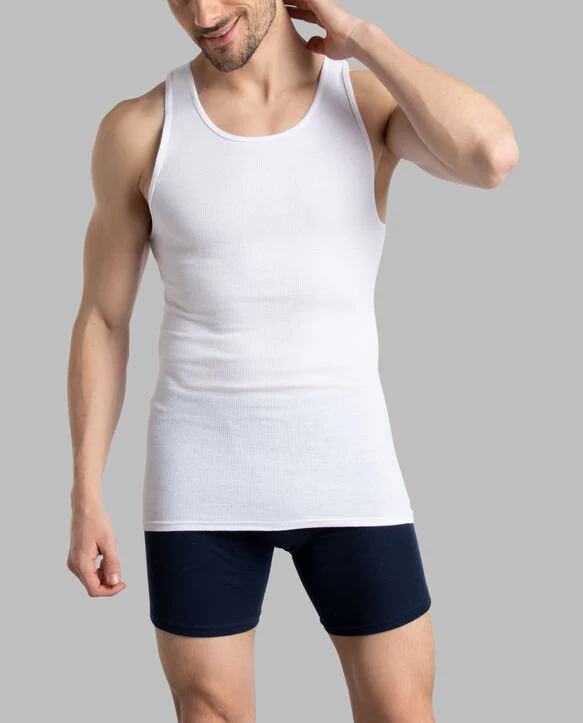 Men's Fitted Ribbed Scoop neck Cotton Tank Top - Image 3