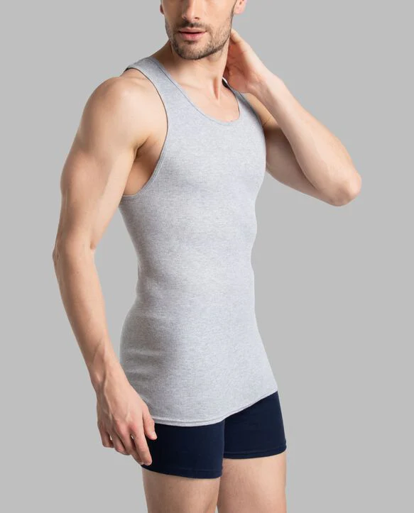 Men's Fitted Ribbed Scoop neck Cotton Tank Top - Image 5