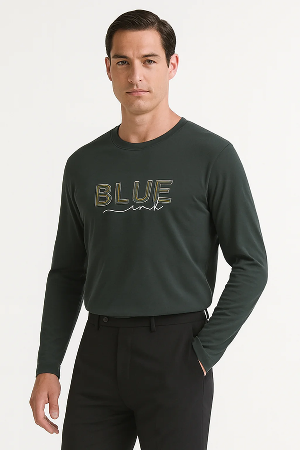 Mens Full Sleeve Crew Neck Jersey Cotton T-Shirt - Image 2