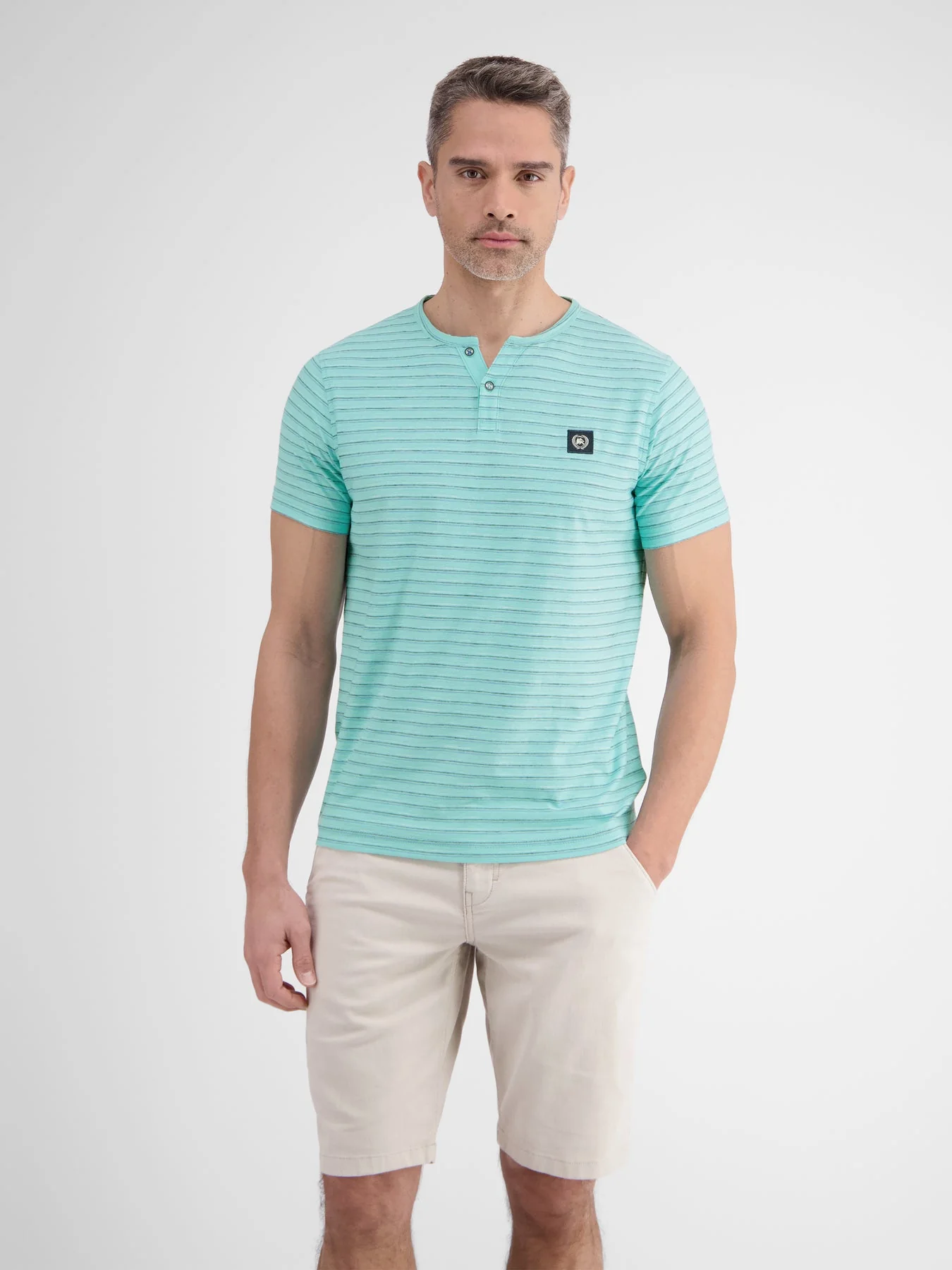Men's Half Sleeve Striped Serafino T-shirt - Image 10