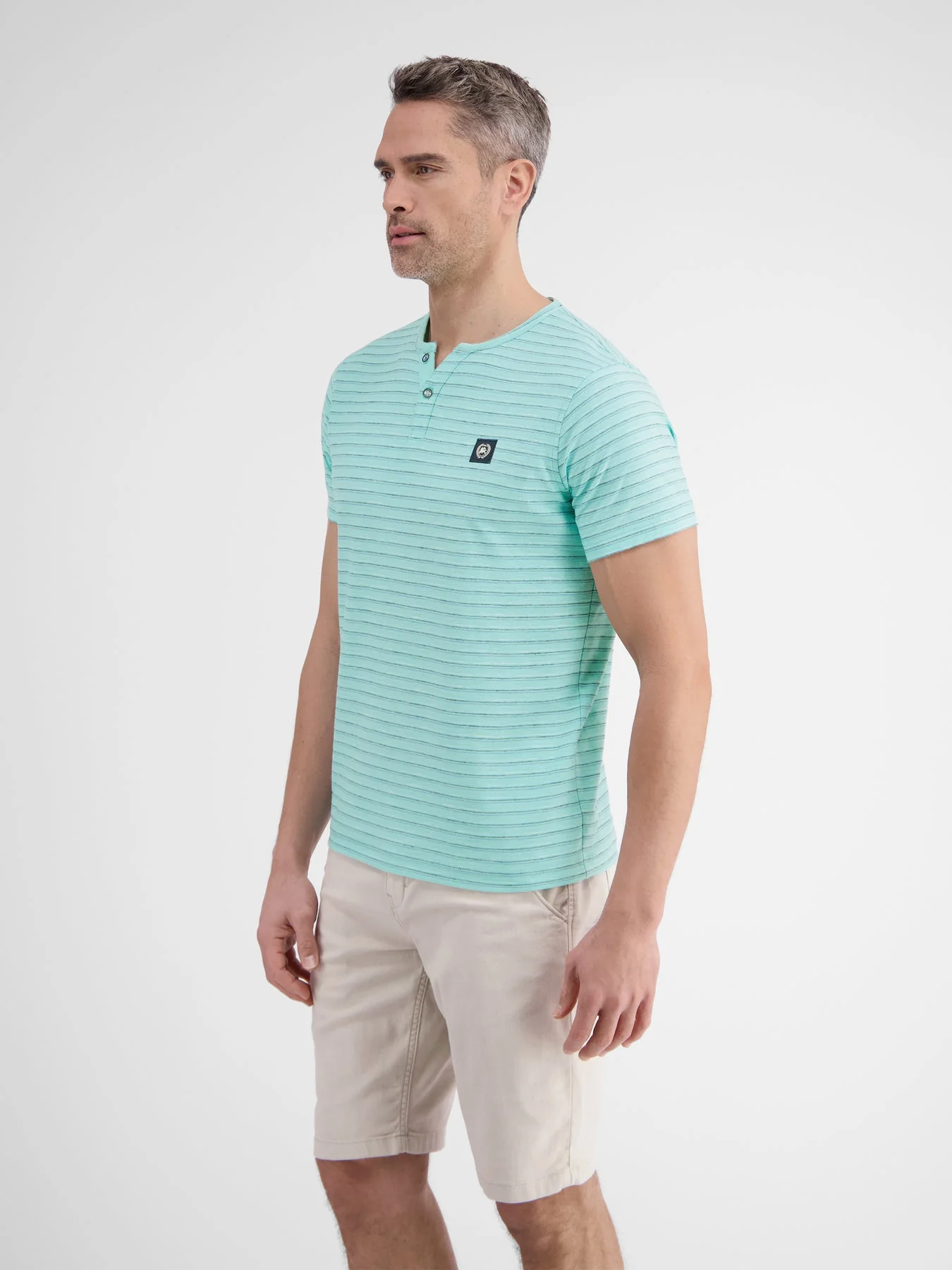 Men's Half Sleeve Striped Serafino T-shirt - Image 12