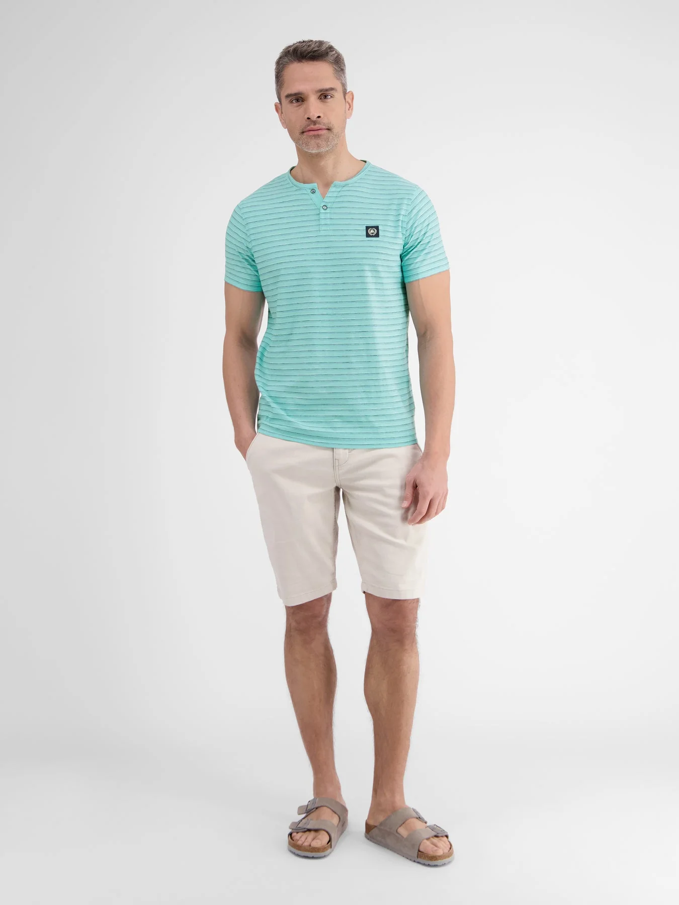 Men's Half Sleeve Striped Serafino T-shirt - Image 14
