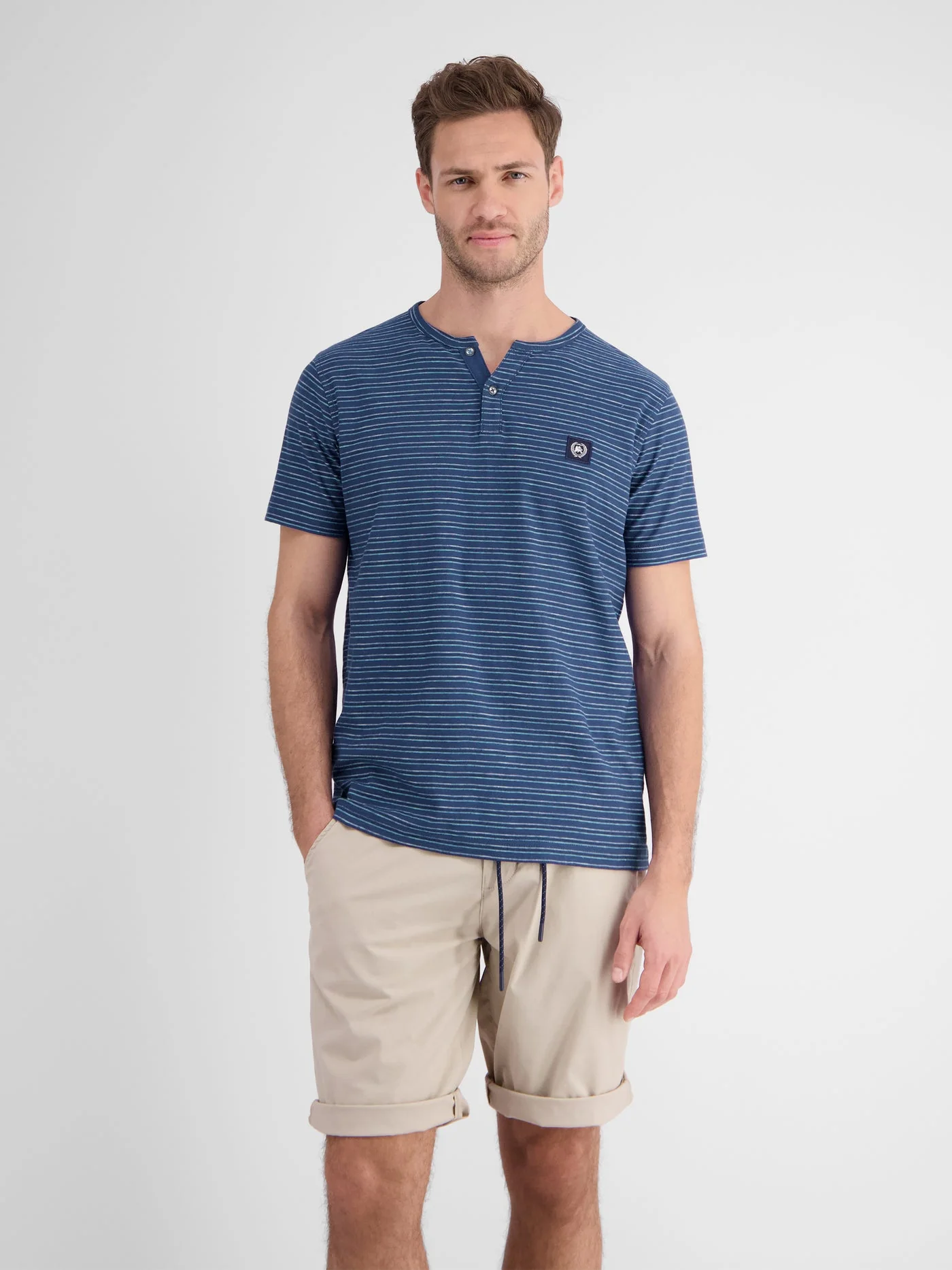 Men's Half Sleeve Striped Serafino T-shirt - Image 16