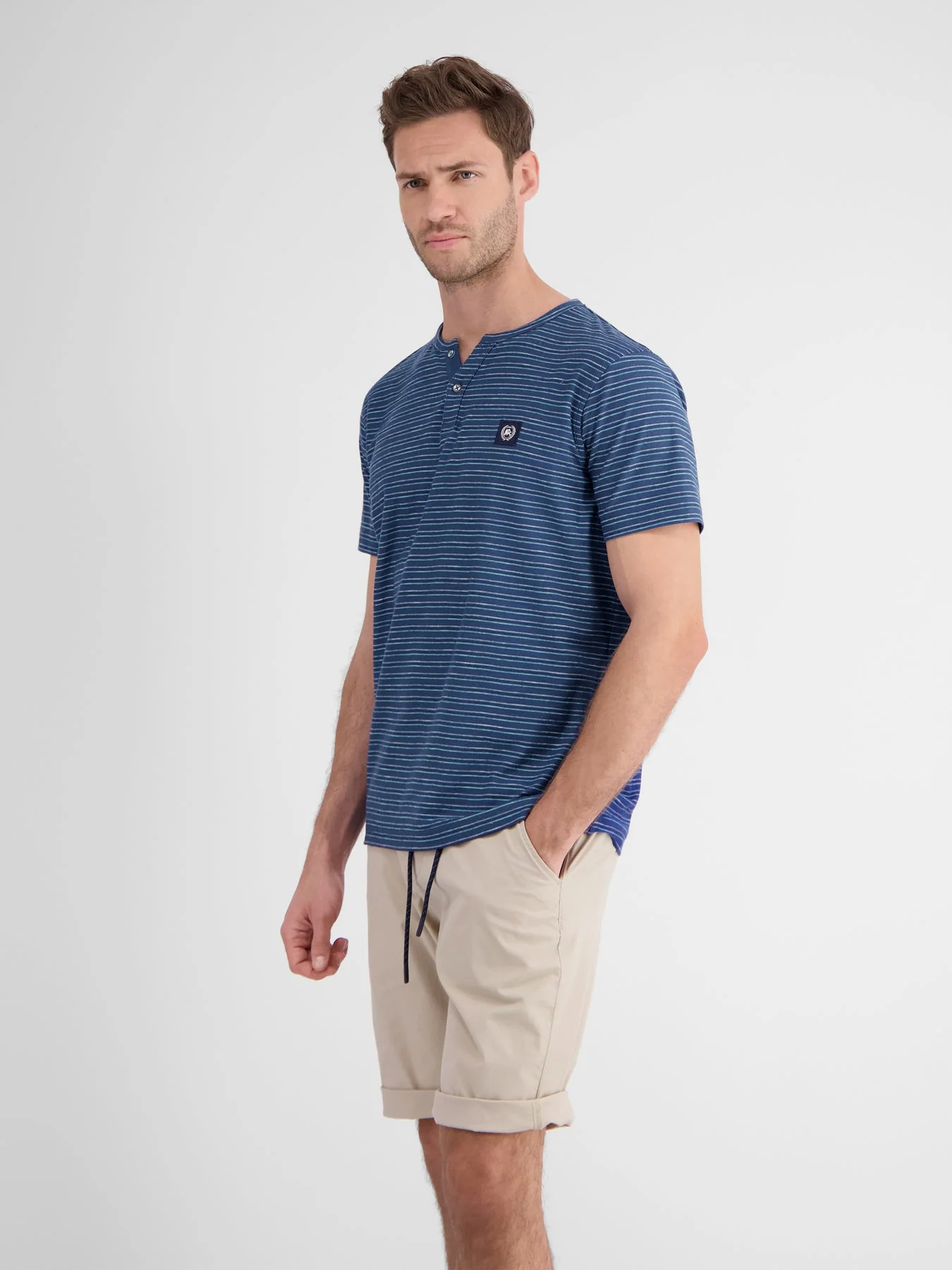 Men's Half Sleeve Striped Serafino T-shirt - Image 19