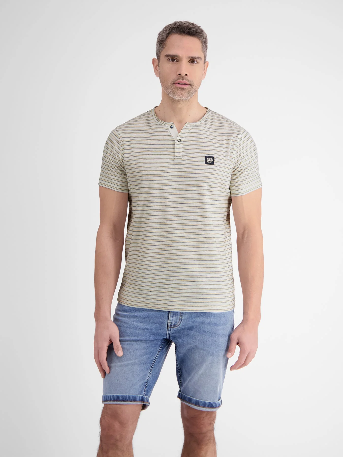 Men's Half Sleeve Striped Serafino T-shirt - Image 3