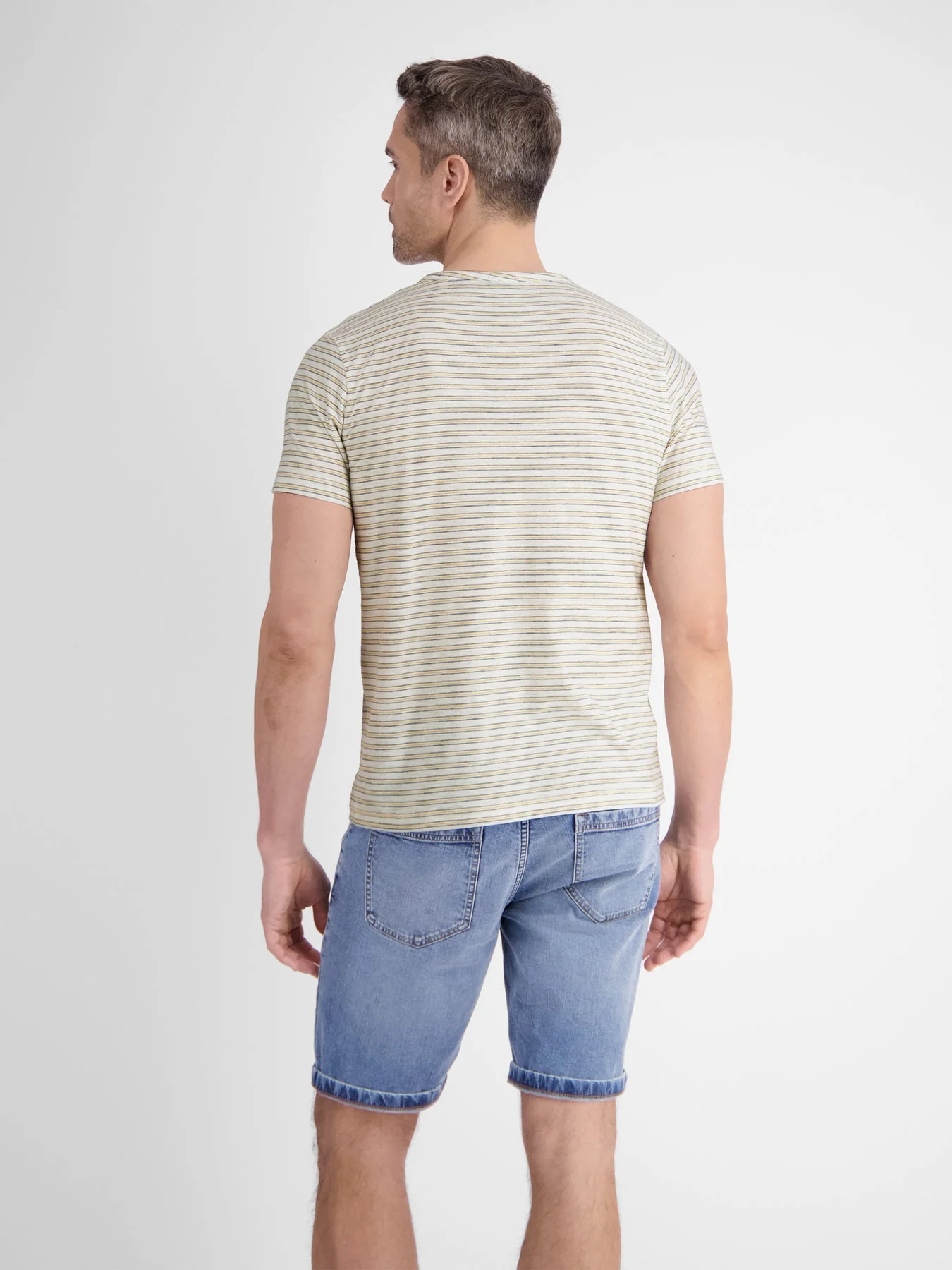 Men's Half Sleeve Striped Serafino T-shirt - Image 4