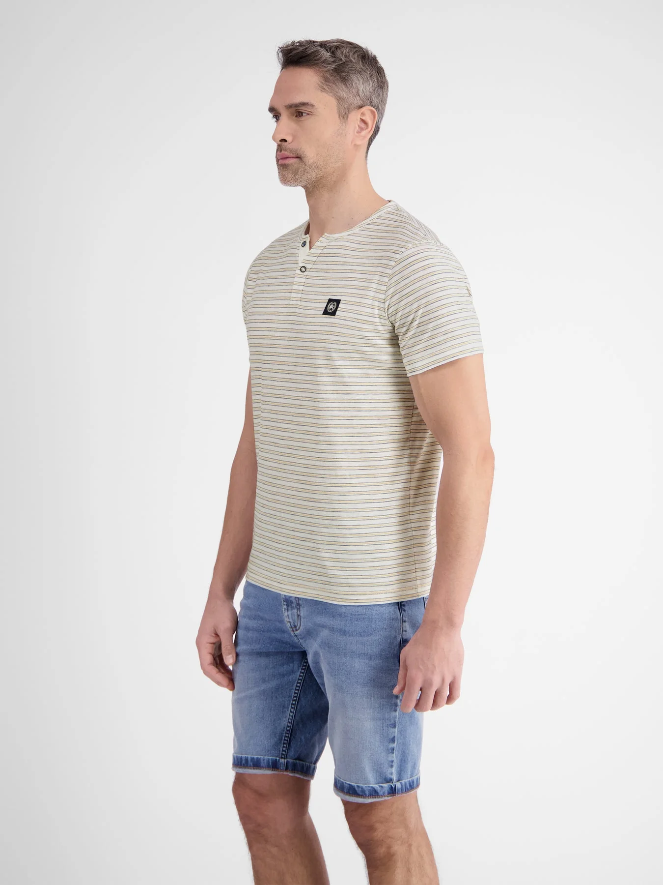 Men's Half Sleeve Striped Serafino T-shirt - Image 6