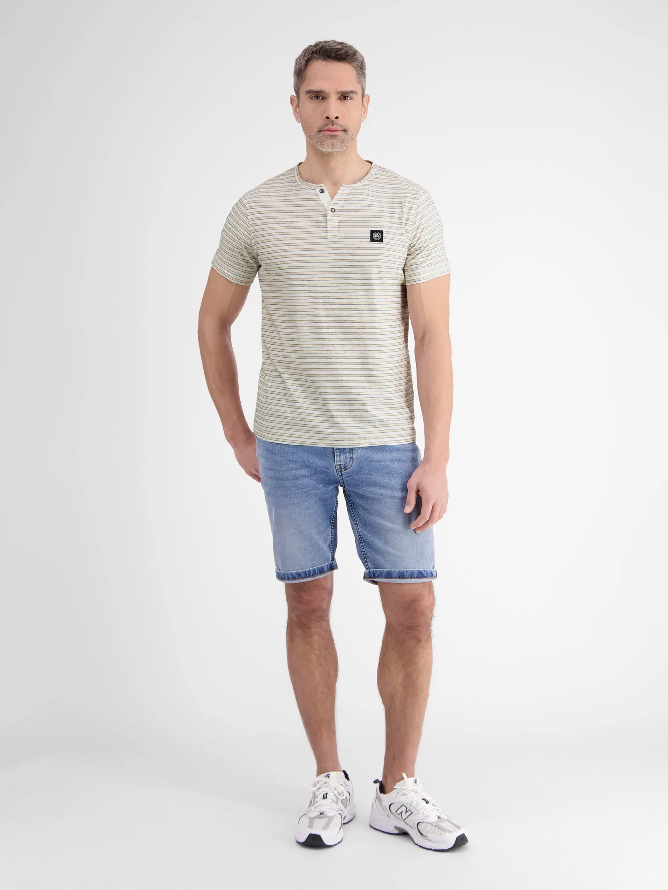 Men's Half Sleeve Striped Serafino T-shirt - Image 8
