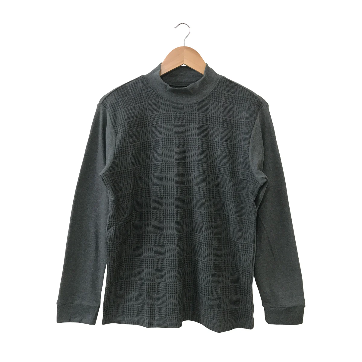 Mens Knit Cotton Mock Neck Long Sleeve Loose Fit Sweatshirt - Image 4