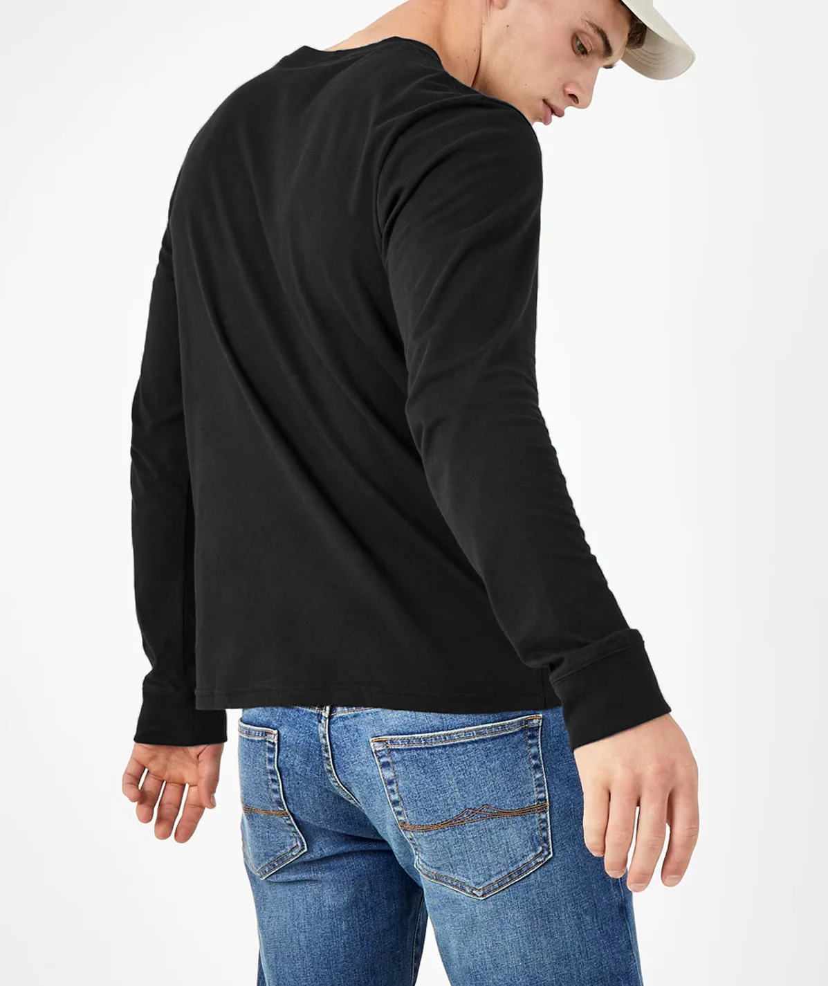 Mens Long Sleeve Cotton Crew Neck T-Shirt - Image 3