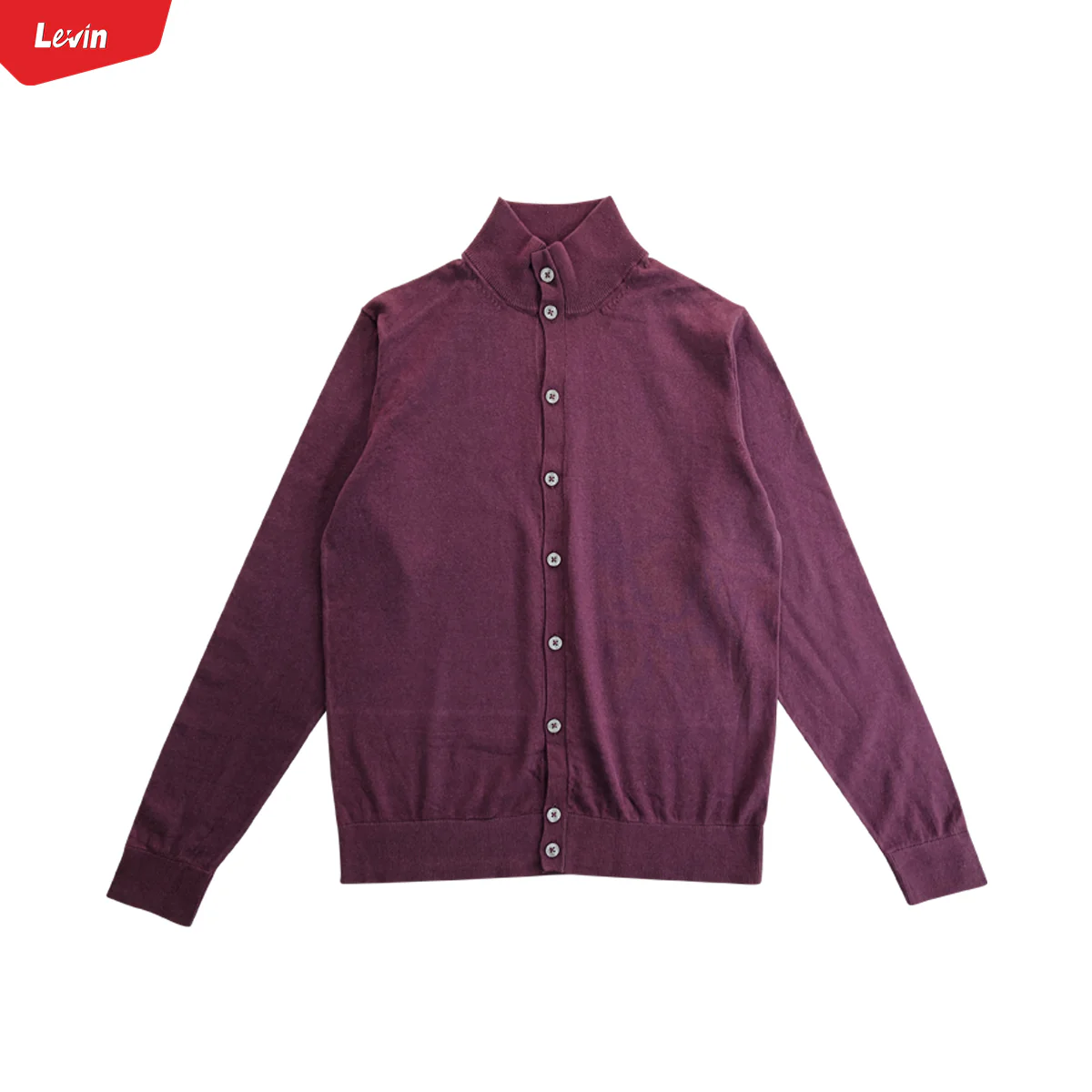 Mens Long Sleeve High Neck Cardigan Sweater - Image 10
