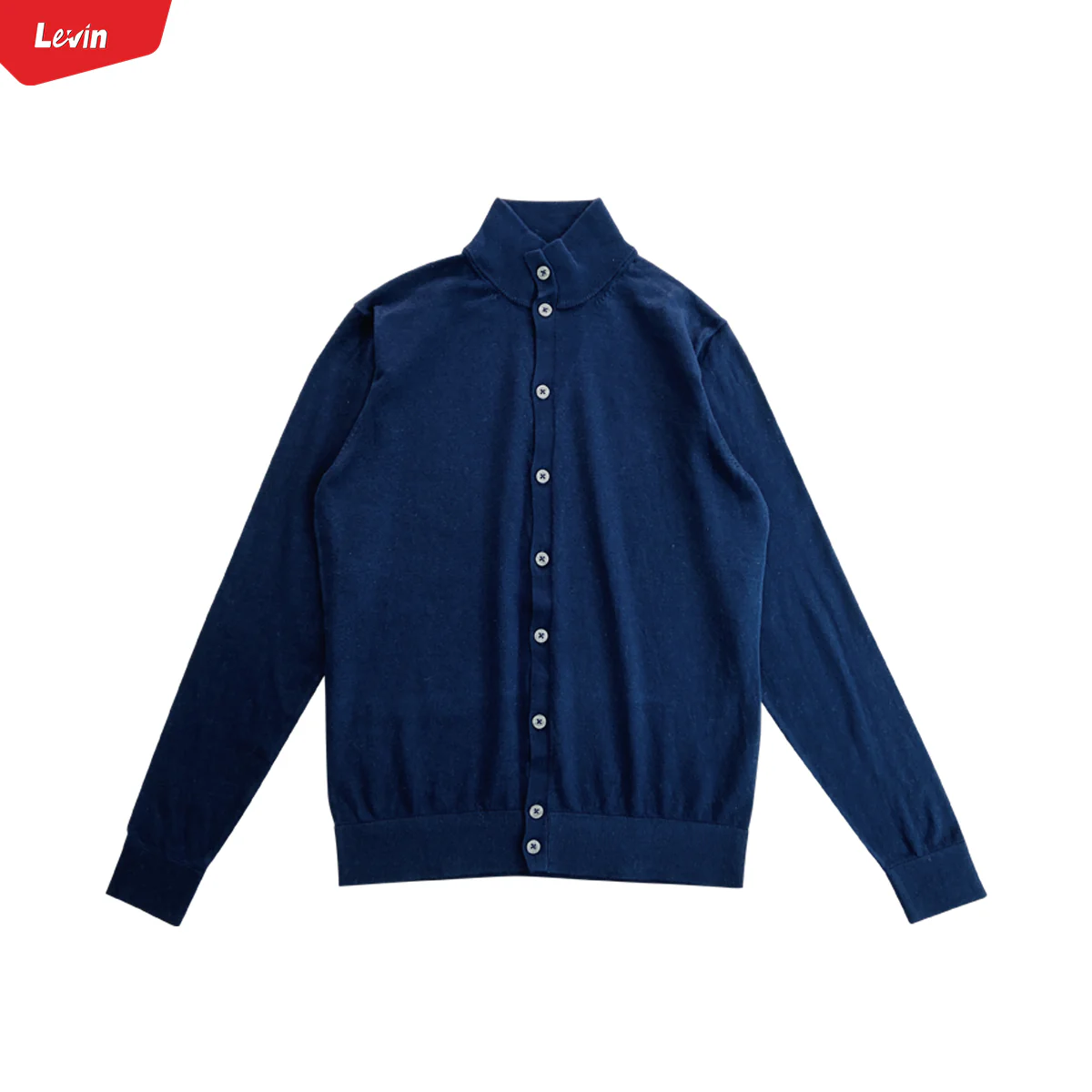 Mens Long Sleeve High Neck Cardigan Sweater - Image 11