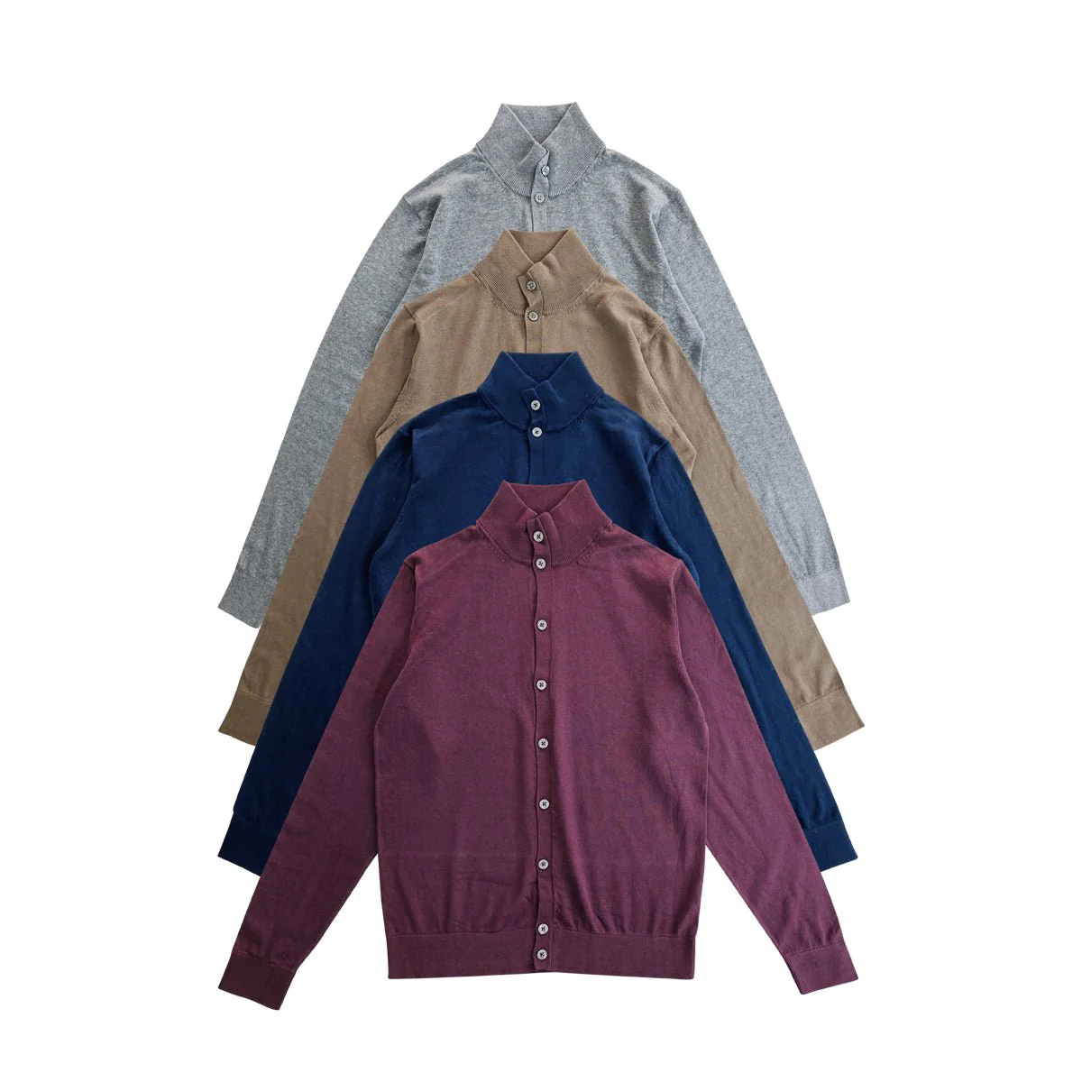 Mens Long Sleeve High Neck Cardigan Sweater - Image 13