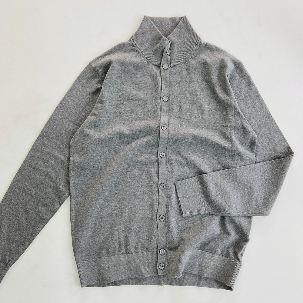 Mens Long Sleeve High Neck Cardigan Sweater - Image 17