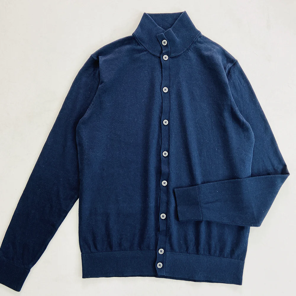 Mens Long Sleeve High Neck Cardigan Sweater - Image 27