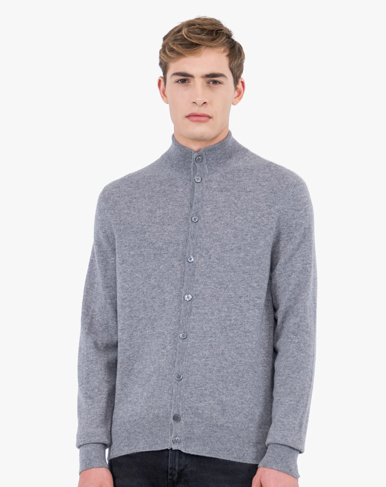 Mens Long Sleeve High Neck Cardigan Sweater - Image 3