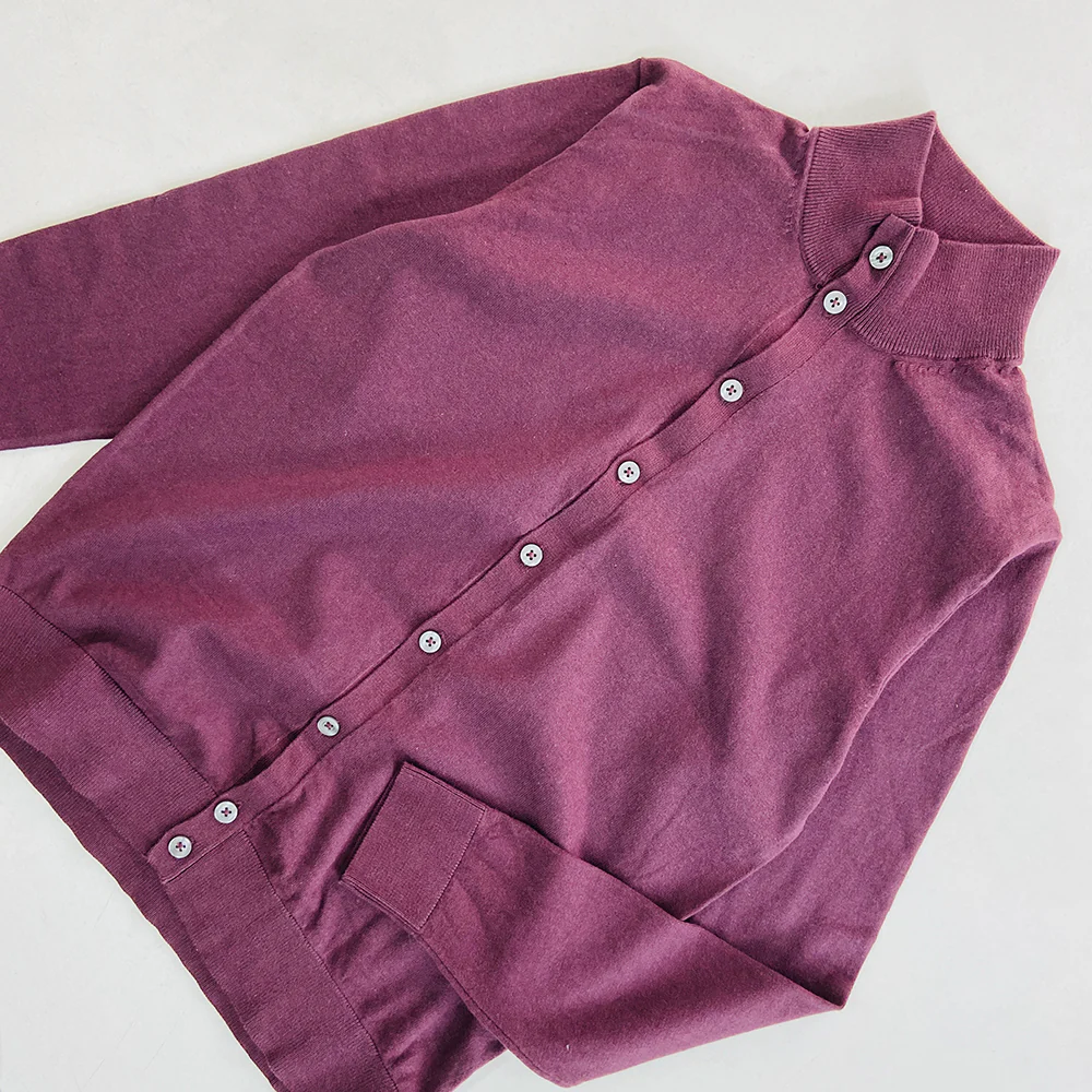 Mens Long Sleeve High Neck Cardigan Sweater - Image 7